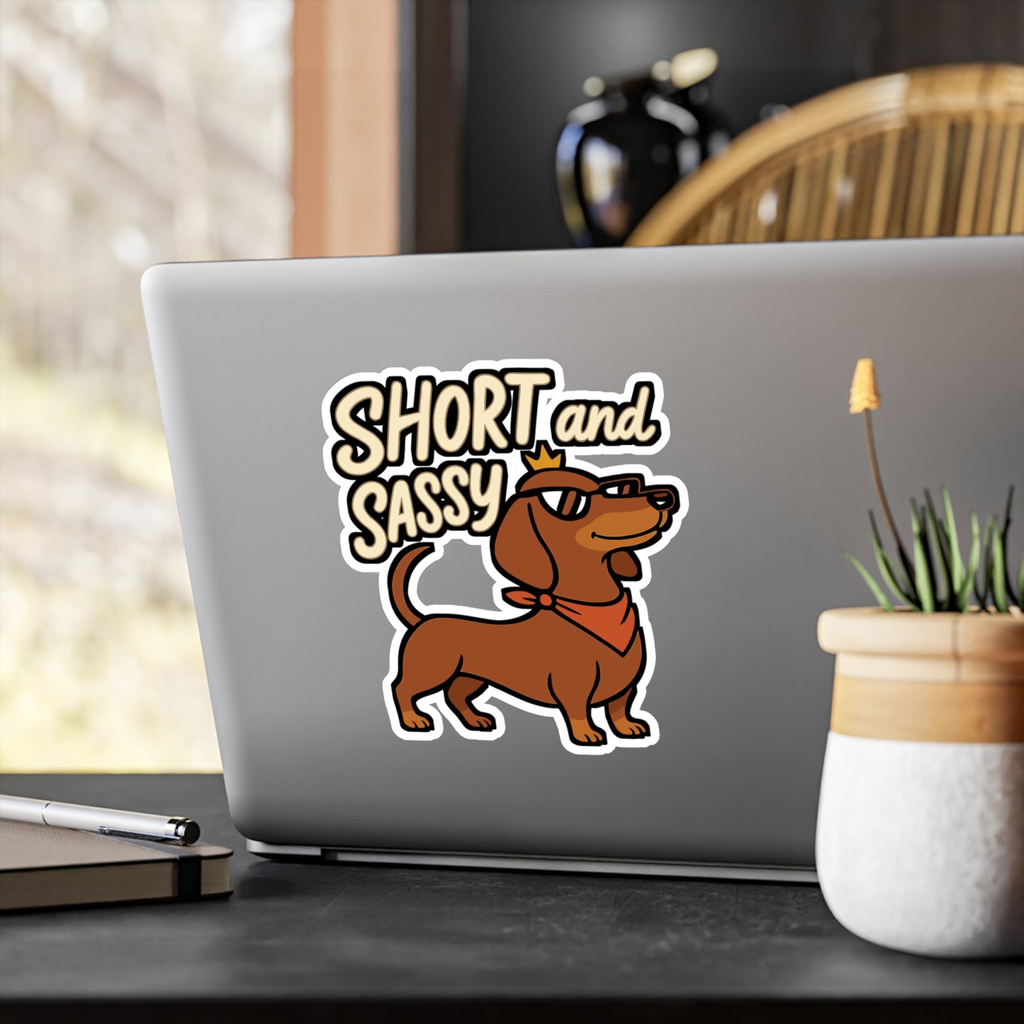 Dachshund Sticker – Short and Sassy Weiner Dog Decals, Waterproof Vinyl, Cute Dachshund Gift for Laptop, Water Bottle