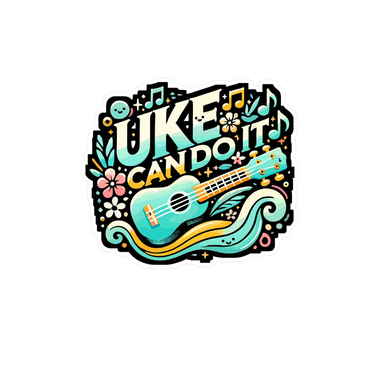 Uke Can Do It - Ukulele Sticker for Car Window Laptop Sticker. Water Bottle Sticker, Vinyl Musician Decal, Uke Sticker - Ukulele Gift