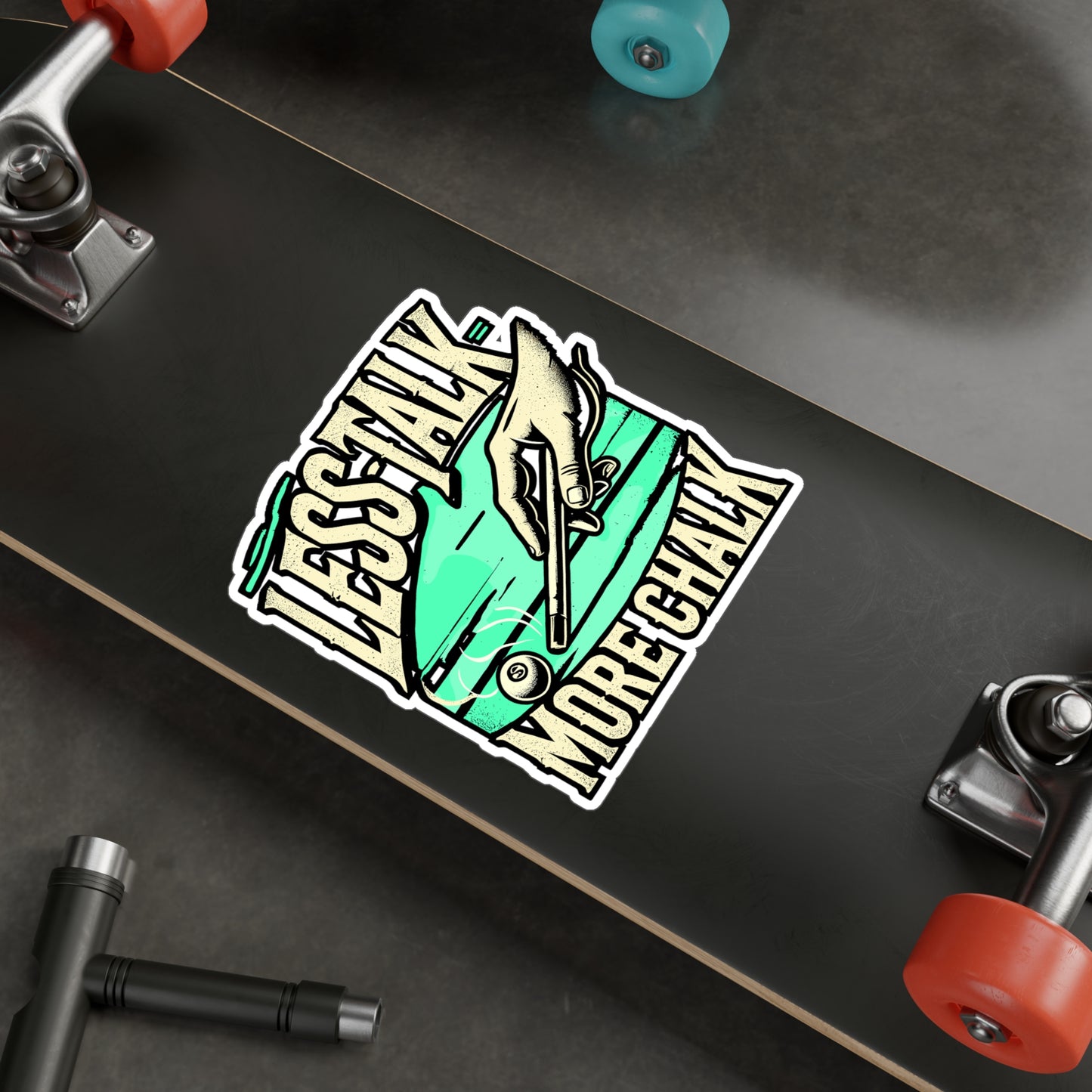 Less Talk More Chalk – Vinyl Pool Decal for Laptop or Water Bottle | Billiards Gift Sticker