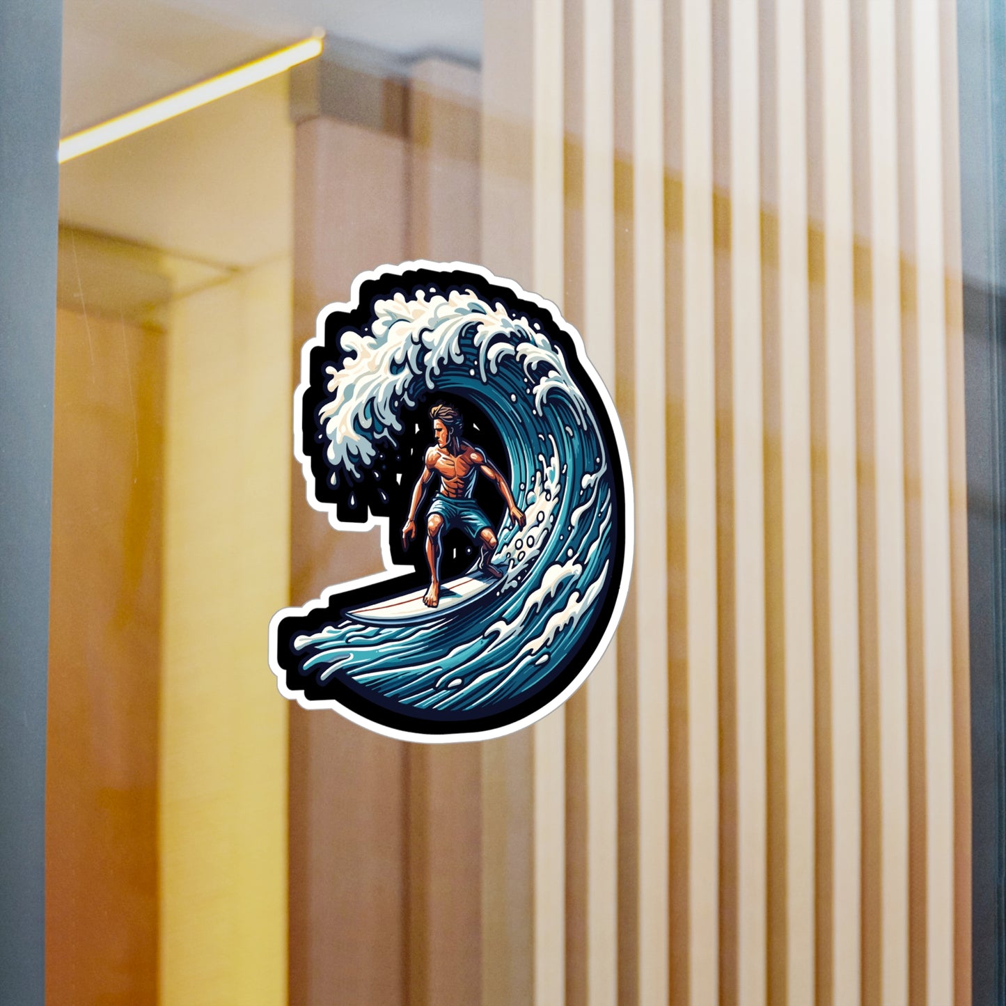 Surfboard Wave Surfer - Surfing Sticker for Laptop Sticker. Water Bottle Sticker, Vinyl Surf Decal - Surfing Gift