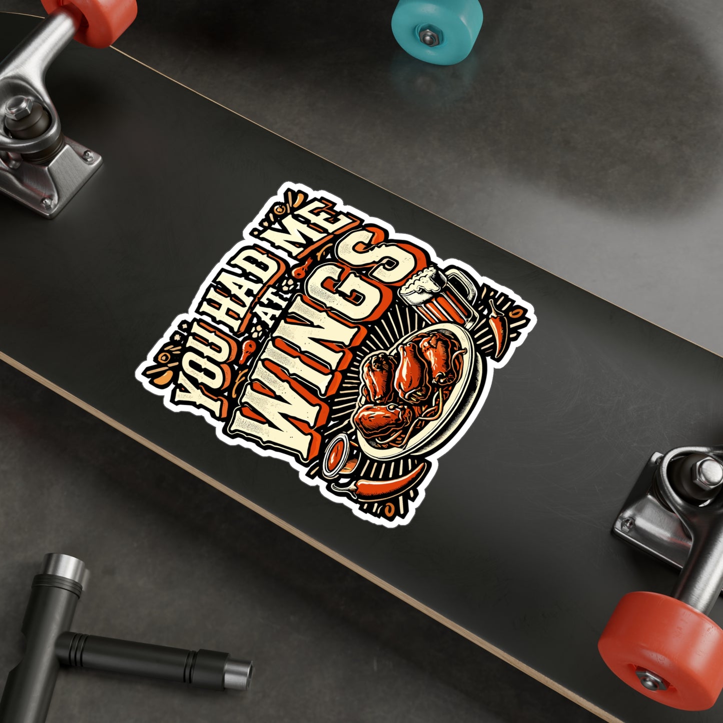You Had Me At Wings - Chicken wings Sticker for Laptop Sticker. Water Bottle Sticker, Vinyl Nugget Decal - Chicken wings Gift