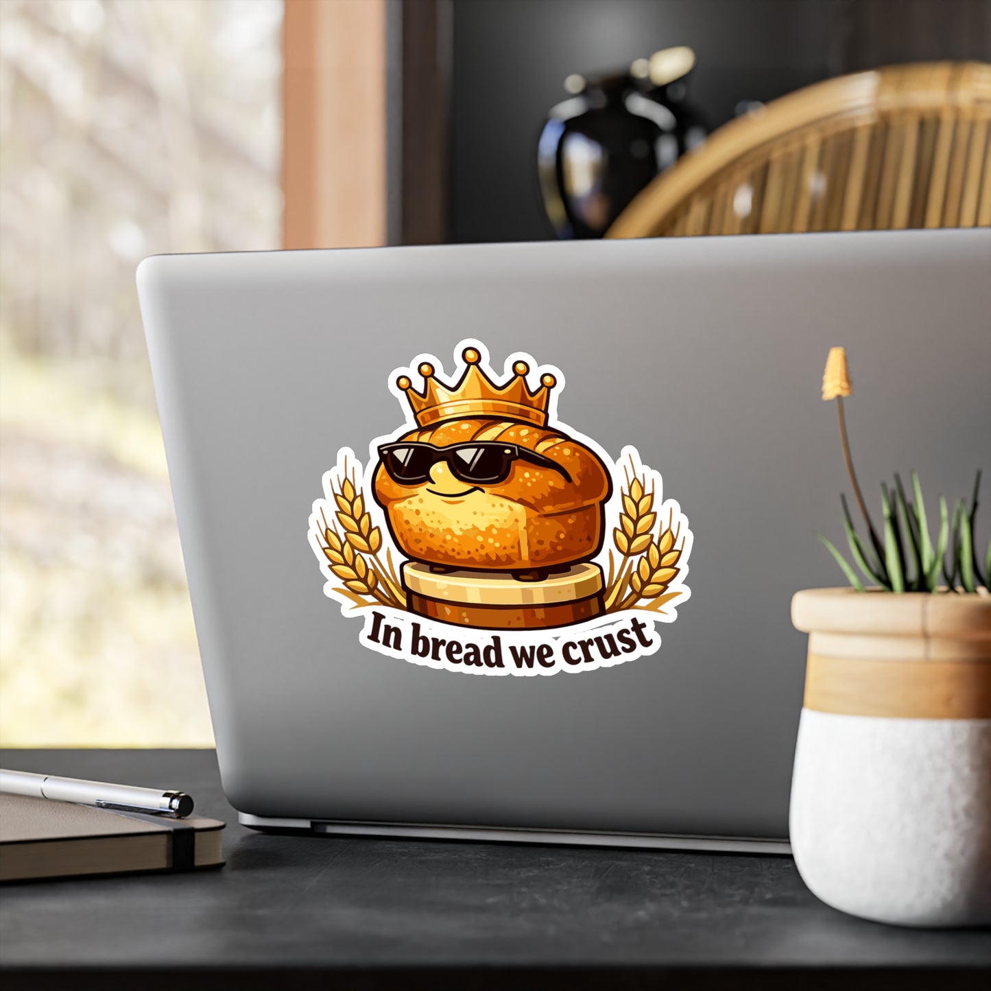 Baking Sticker "In Bread We Crust" Funny Sourdough Baker Decals Waterproof Vinyl for Laptop Water Bottle Humor