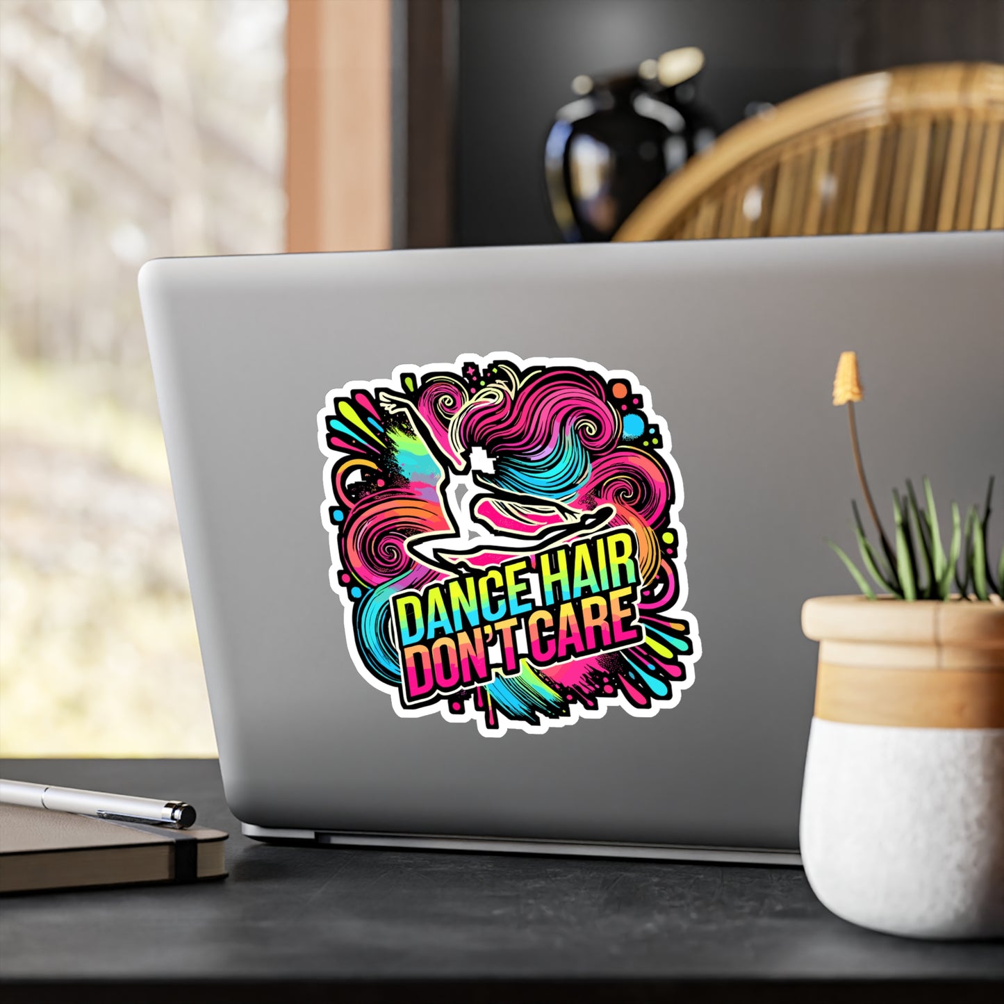 Dance Hair Don't Care – Vinyl Dance Sticker for Laptop & Water Bottle | Performing Arts Gift for Dancers