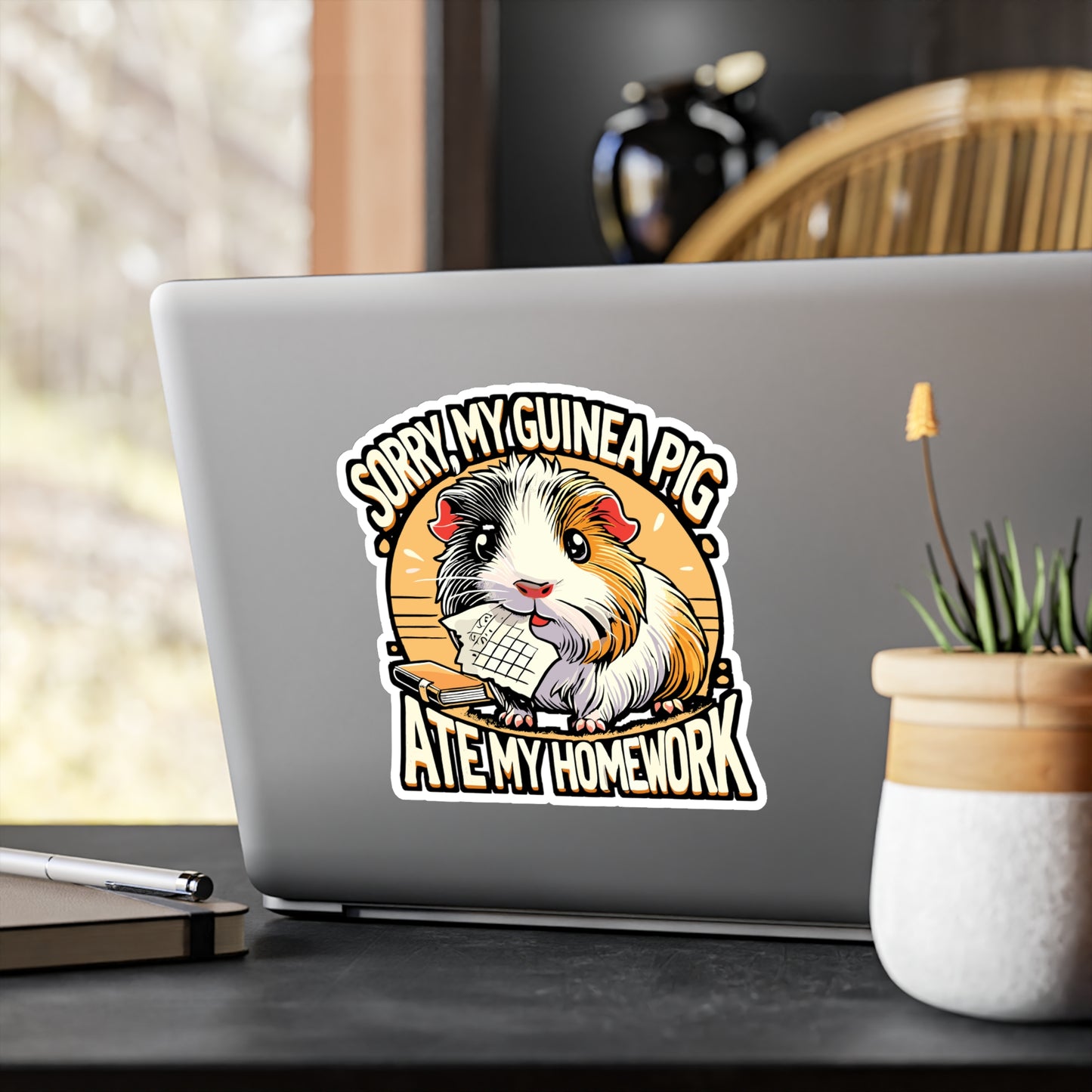 Sorry My Guinea Pig Ate My Homework – Funny Guinea Pig Sticker for Laptop or Water Bottle | Vinyl Decal & Small Pet Lover Gift