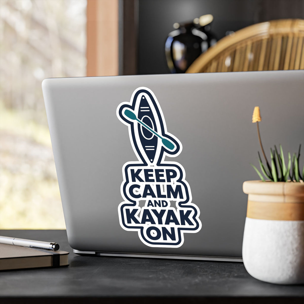 Kayak Sticker - Keep Calm and Kayak On, Kayaking and Rowing Decals for Laptop or Water Bottle