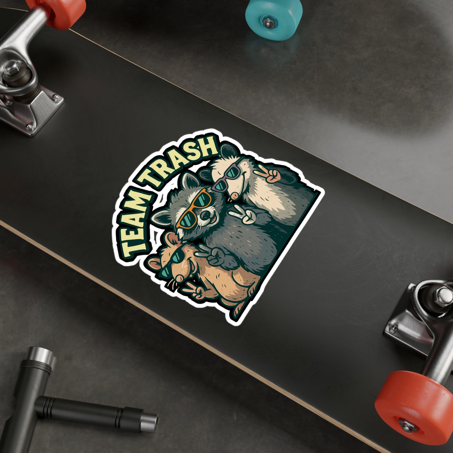 Team Trash - Raccoon Sticker for Laptop or Water Bottle - Funny Gift for Animal Lovers, Teens & Friends