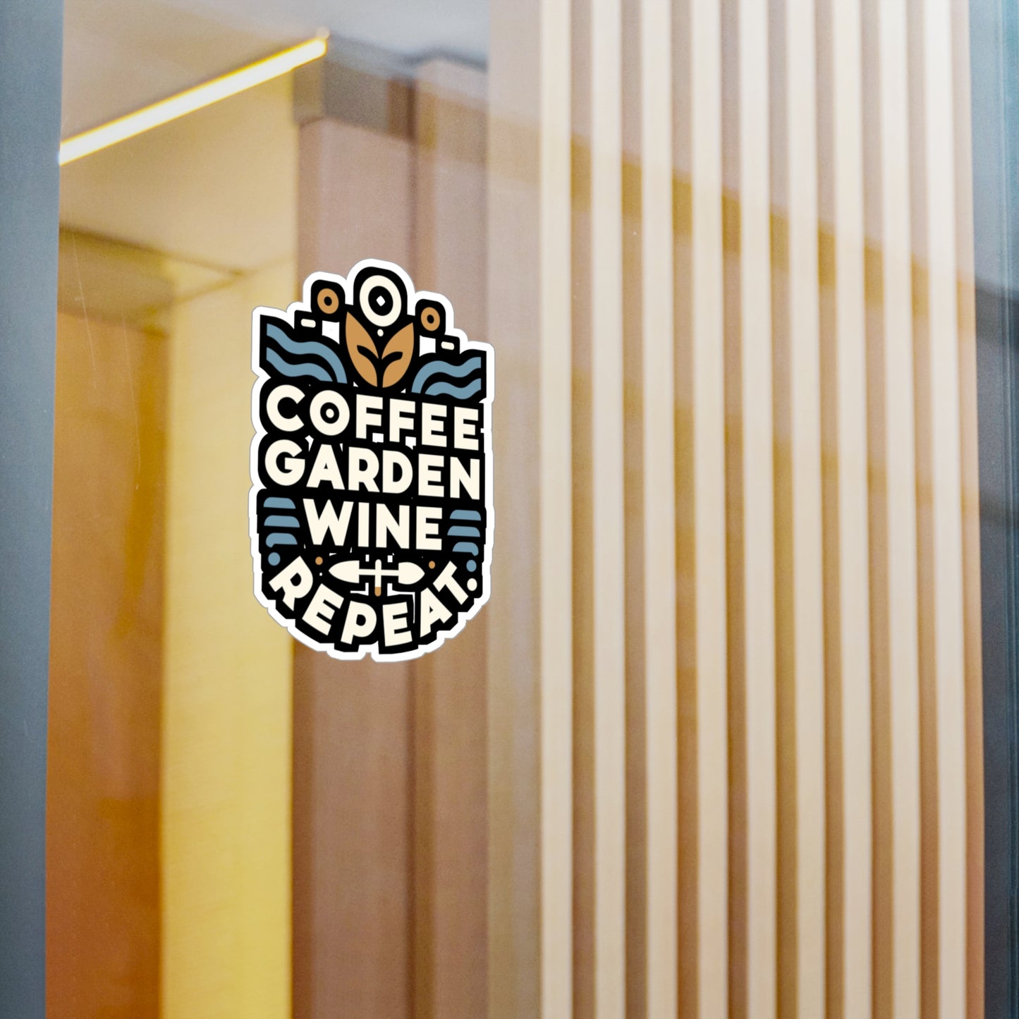 Coffee Garden Wine Repeat - Gardening Sticker for Laptop Sticker. Water Bottle Sticker, Vinyl Landscaper Decal - Gardening Gift