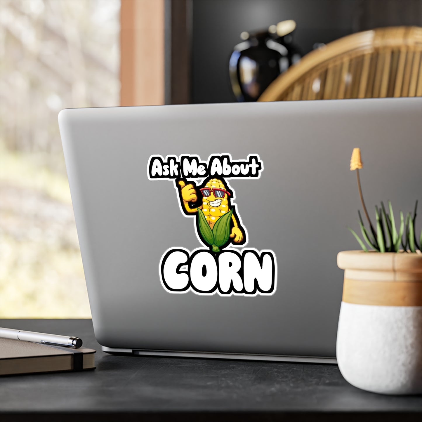Ask Me About Corn - Farmer Sticker for Wall, Laptop, Window, Truck, Car Farmer Gift Vinyl Farm Decal Sticker