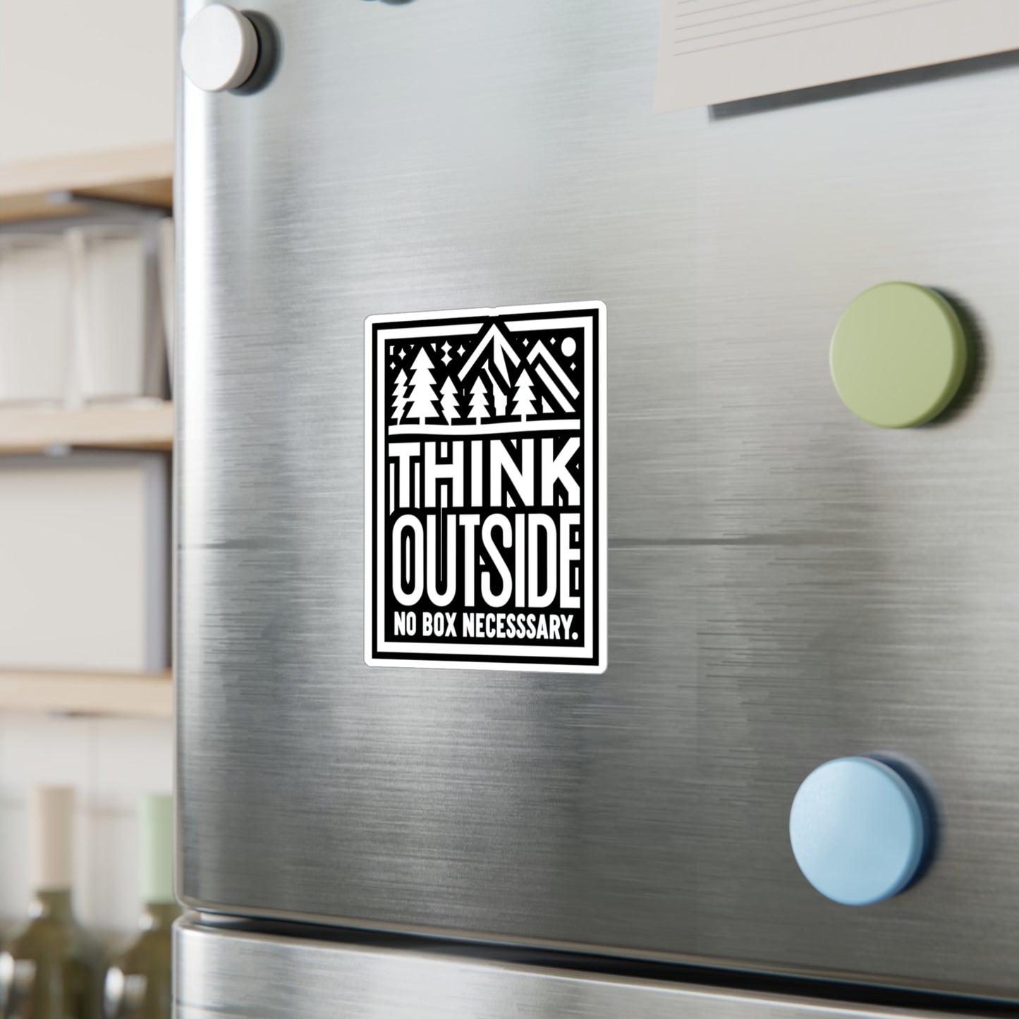 Think outside. No box necessary - Hiking Sticker for Laptop Sticker. Water Bottle Sticker, Vinyl Hiker Decal - Hiking Gift