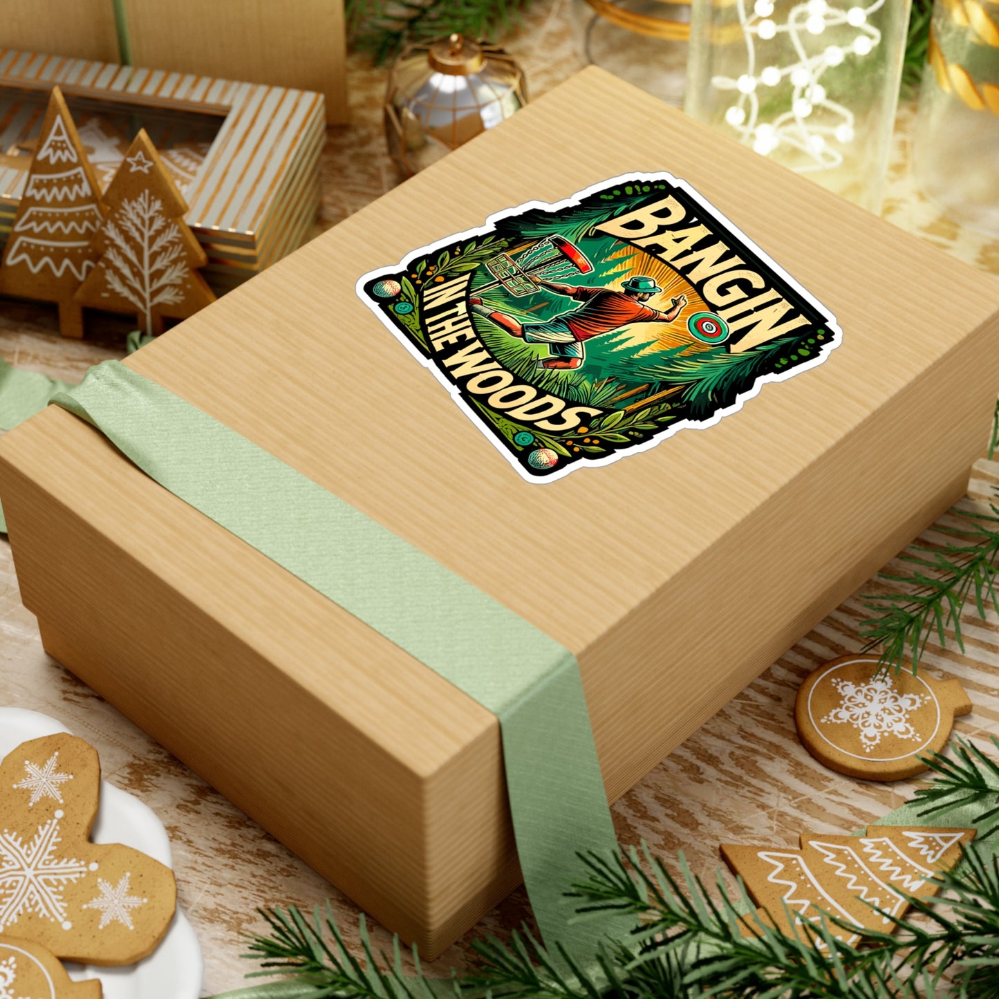 Bangin In The Woods - Disc golf Sticker for Laptop Sticker. Water Bottle Sticker, Vinyl Frisbee golf Decal - Disc golf Gift