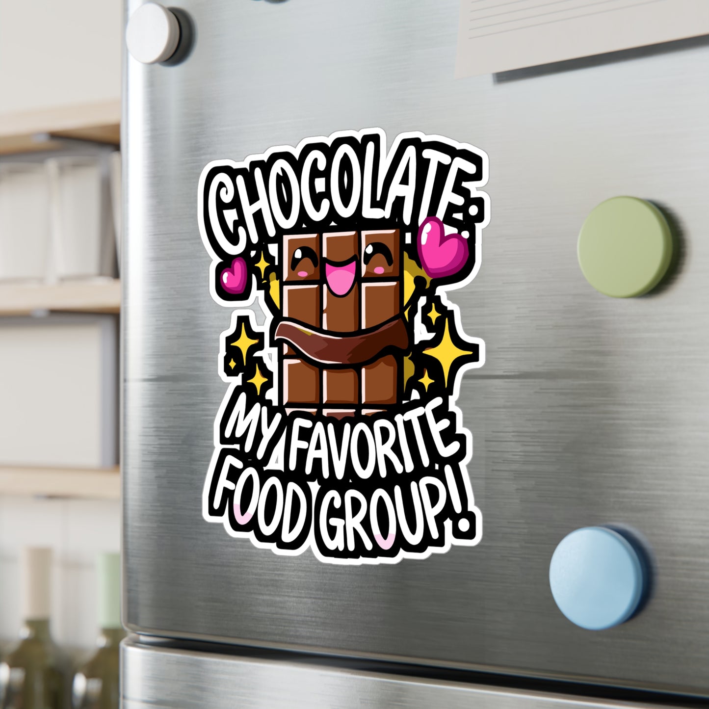 Chocolate My Favorite Food Group - Chocolate Sticker for Laptop Sticker. Water Bottle Sticker, Vinyl Chocolate humor Decal - Chocolate Gift