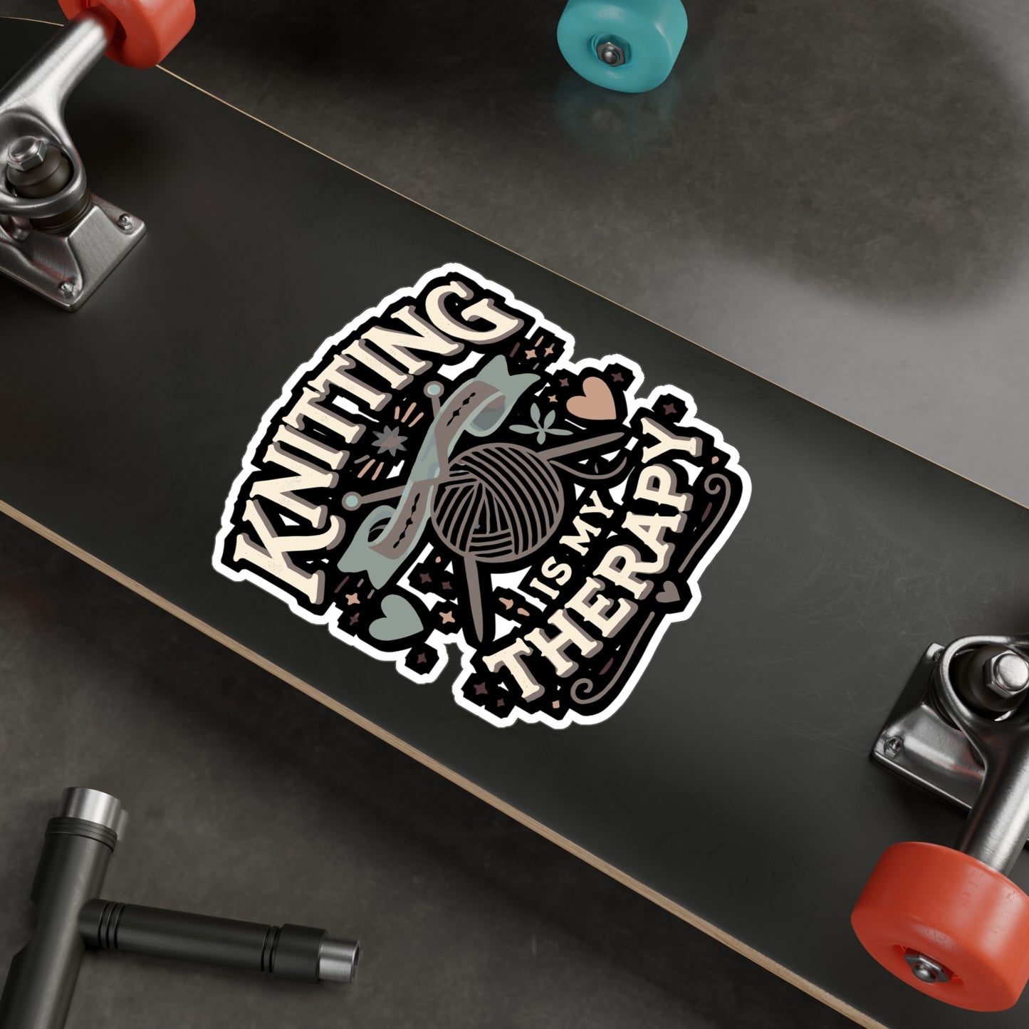 Knitting Is My Therapy - Knitting Sticker for Laptop Sticker. Water Bottle Sticker, Vinyl Yarn Decal - Knitting Gift