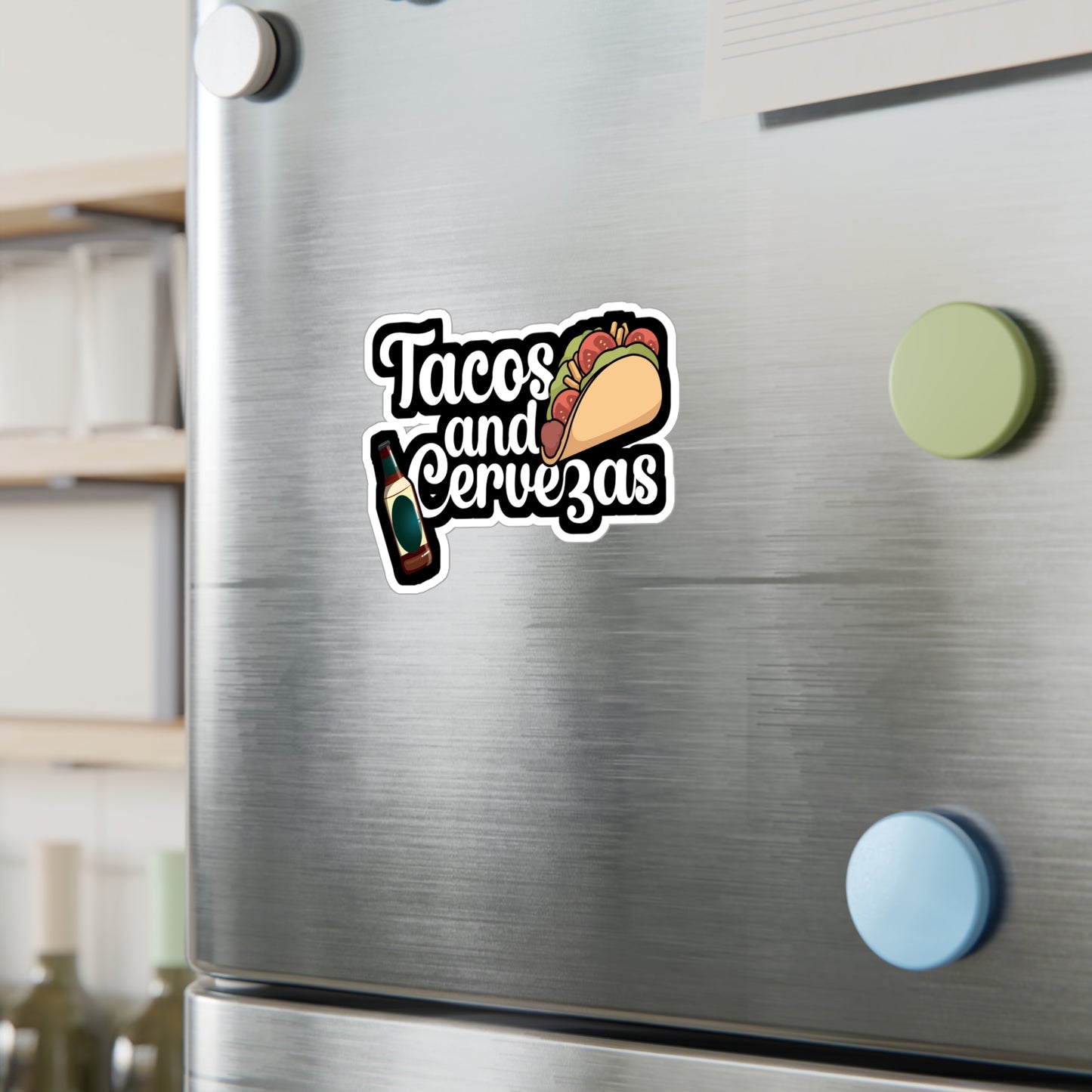 Tacos and Cervezas - Taco Sticker for Wall, Laptop, Window, Truck, Car Taco Gift Vinyl Tacos Decal Sticker
