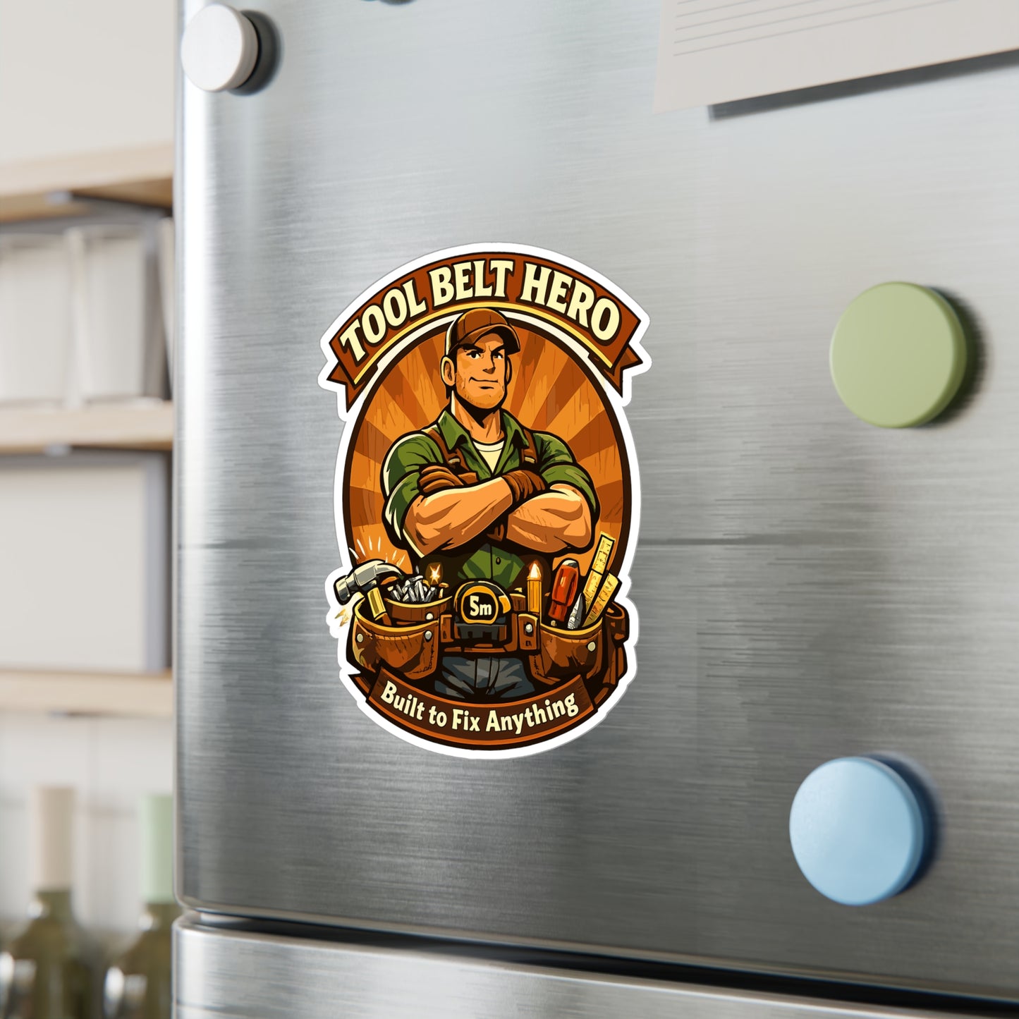 Carpenter Sticker Tool Belt Hero Funny Woodworker Vinyl Waterproof Decals for Laptop Water Bottle