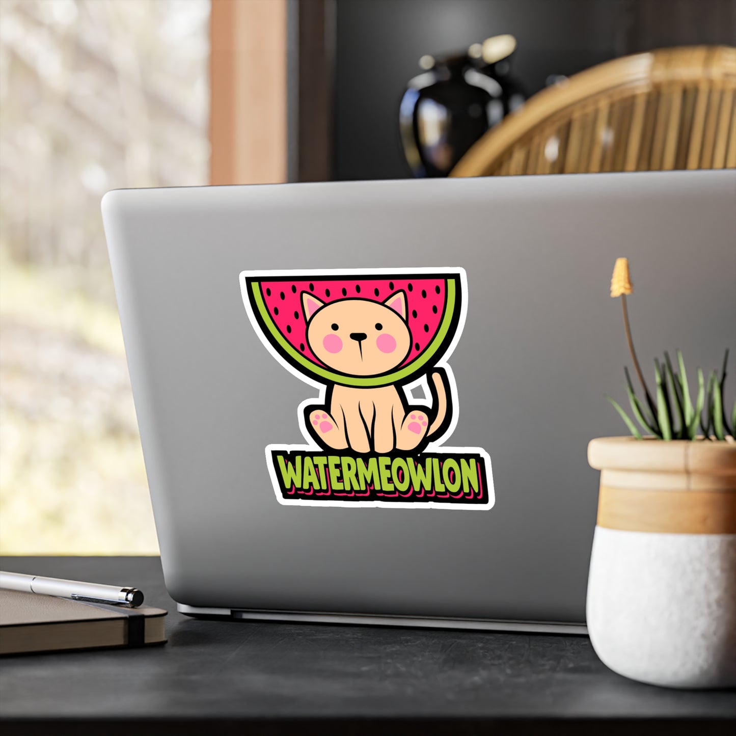 Watermelon cat - Cat Sticker for Car Window Laptop Sticker. Water Bottle Sticker, Vinyl Watermelon Decal, Fruit Sticker - Cat Gift