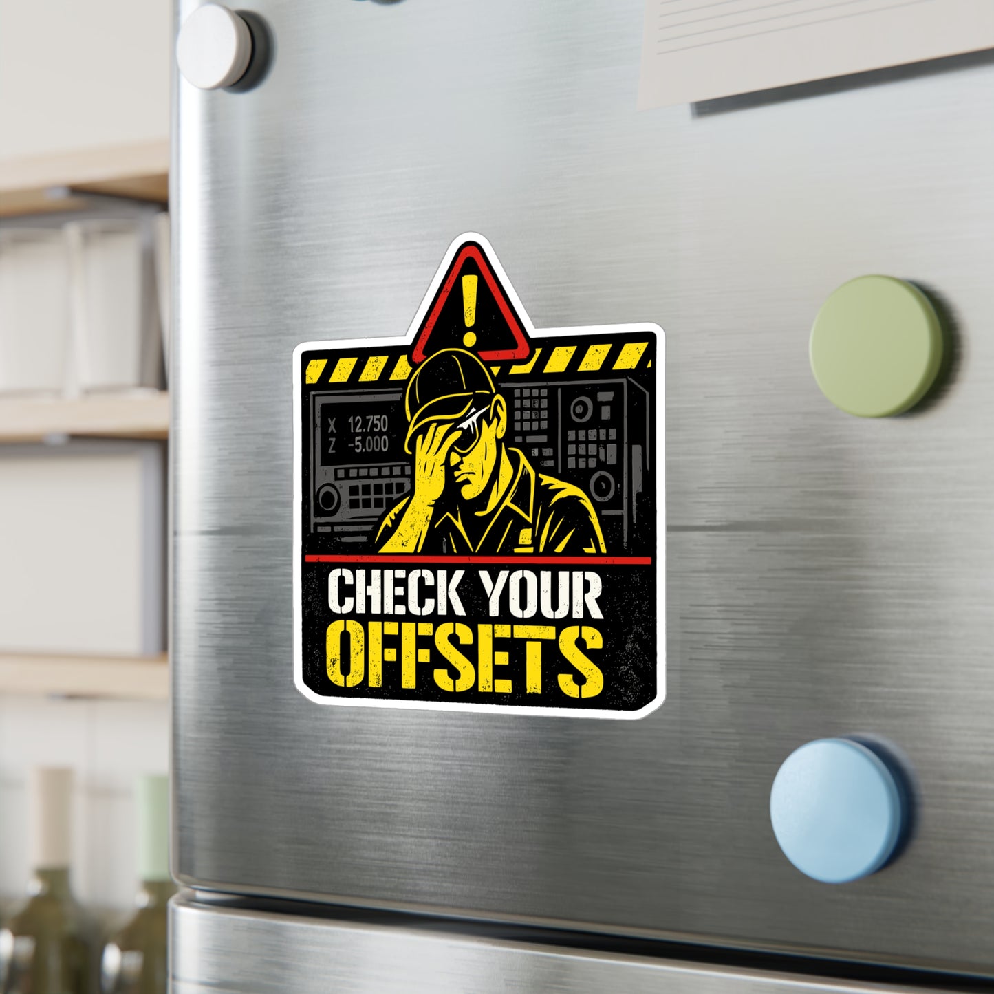 Machinist Sticker "Check Your Offsets" CNC Machining Decals, Waterproof Vinyl for Laptop, Water Bottle, Numerically Controlled Design