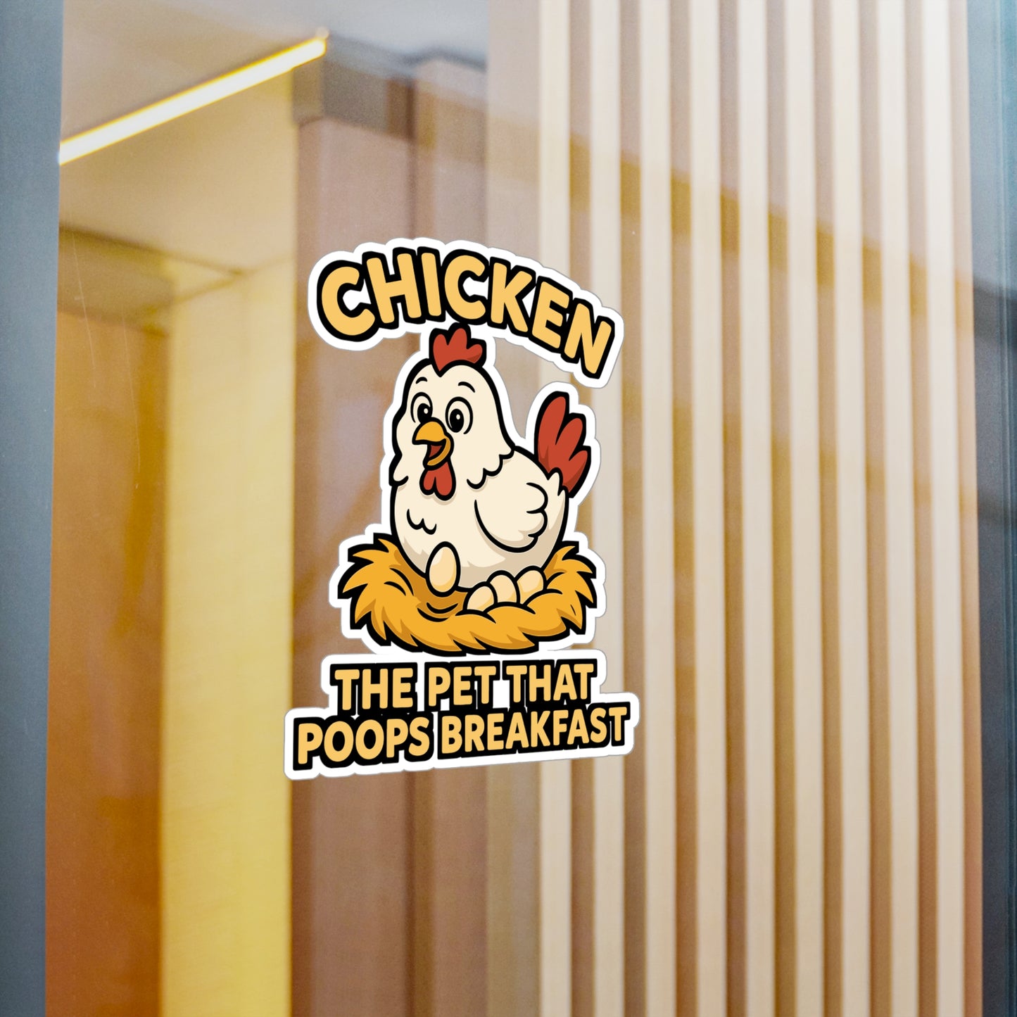 Chicken Sticker – Funny "Chicken The Pet That Poops Breakfast" Decals for Laptop, Water Bottle, Backyard Poultry Lover, Vinyl, Waterproof, Eggs Gift