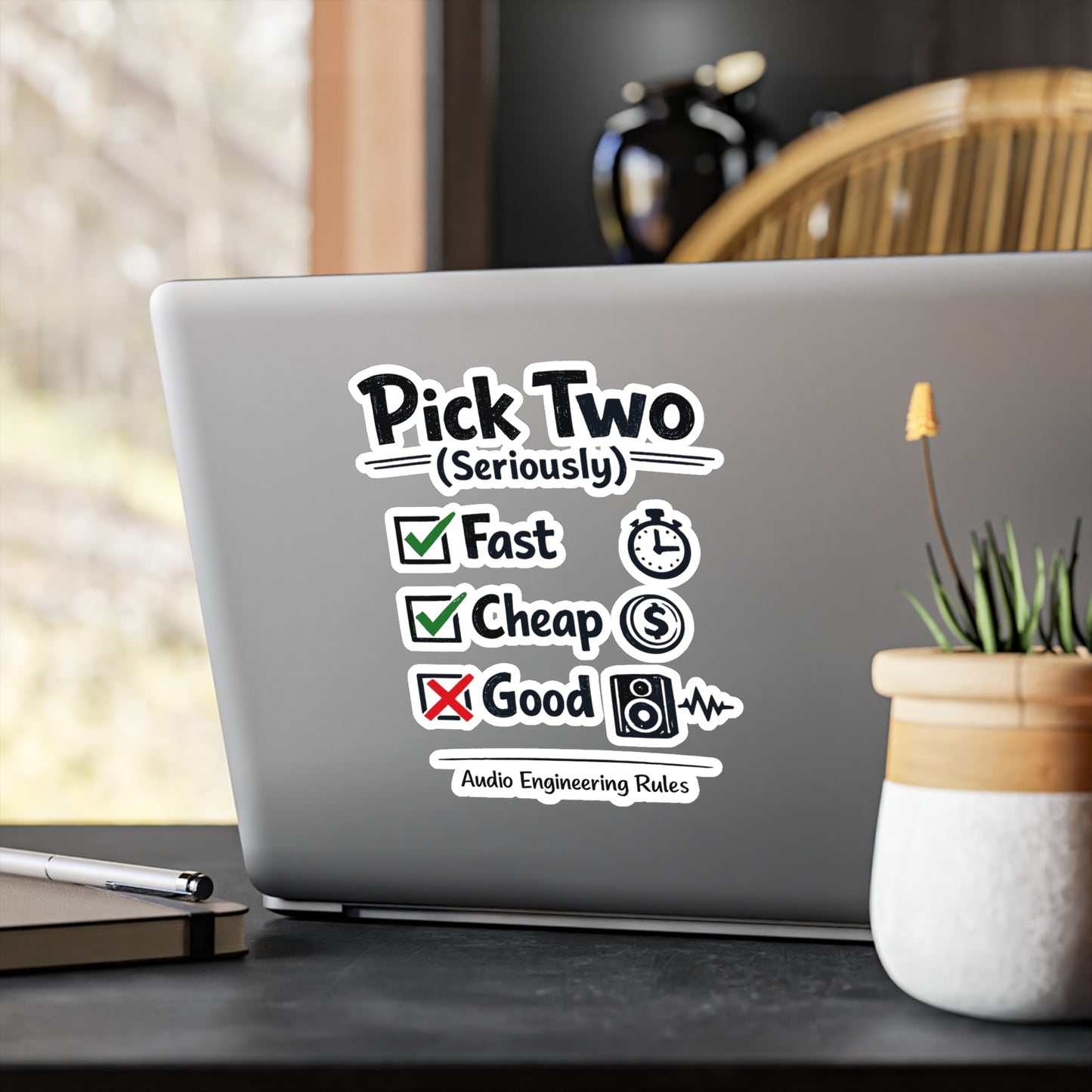 Audio Engineer Sticker Pick Two (Seriously) Funny Sound Engineer Decals Vinyl Waterproof for Laptop Water Bottle Audio Technician Monitor