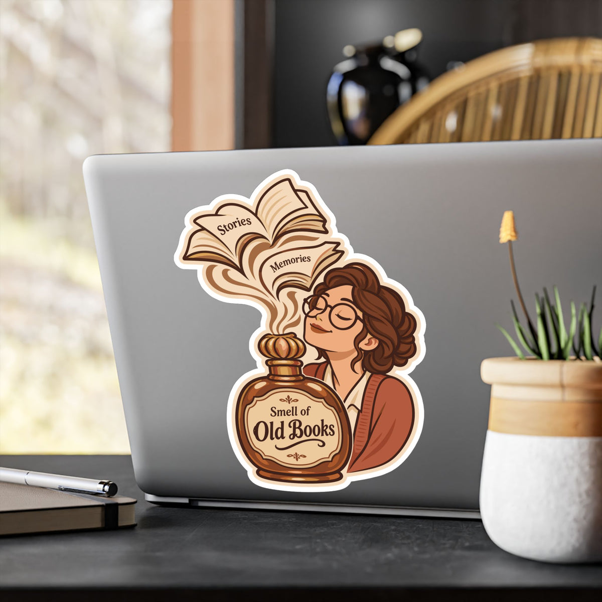 Librarian Sticker - Smell of Old Books with a Fabulous Magical Unicorn, Decals for Laptop and Water Bottle