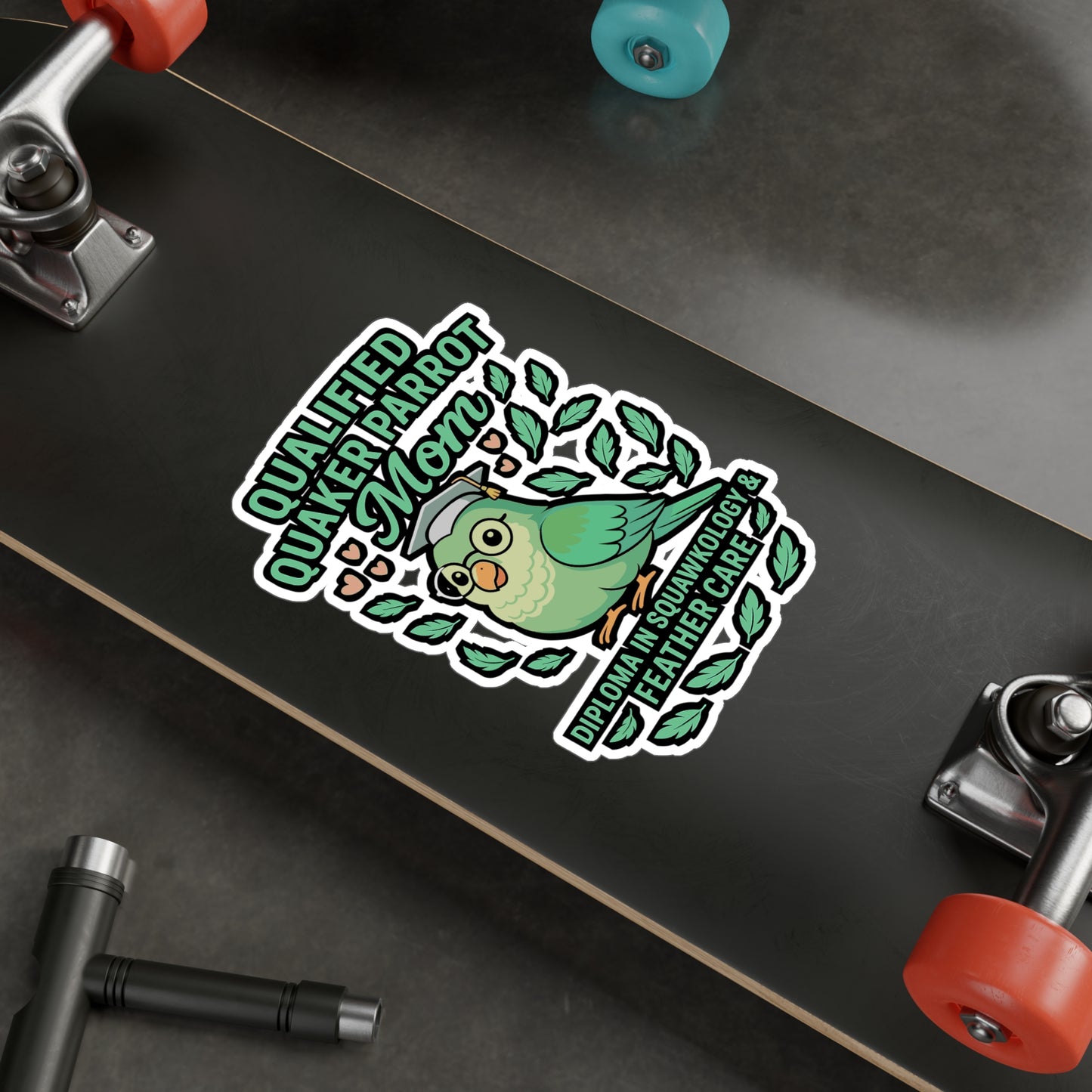 Qualified Quaker Parrot Mom – Vinyl Sticker for Laptop or Water Bottle | Funny Bird Lover Gift, Quaker Parrot Decal