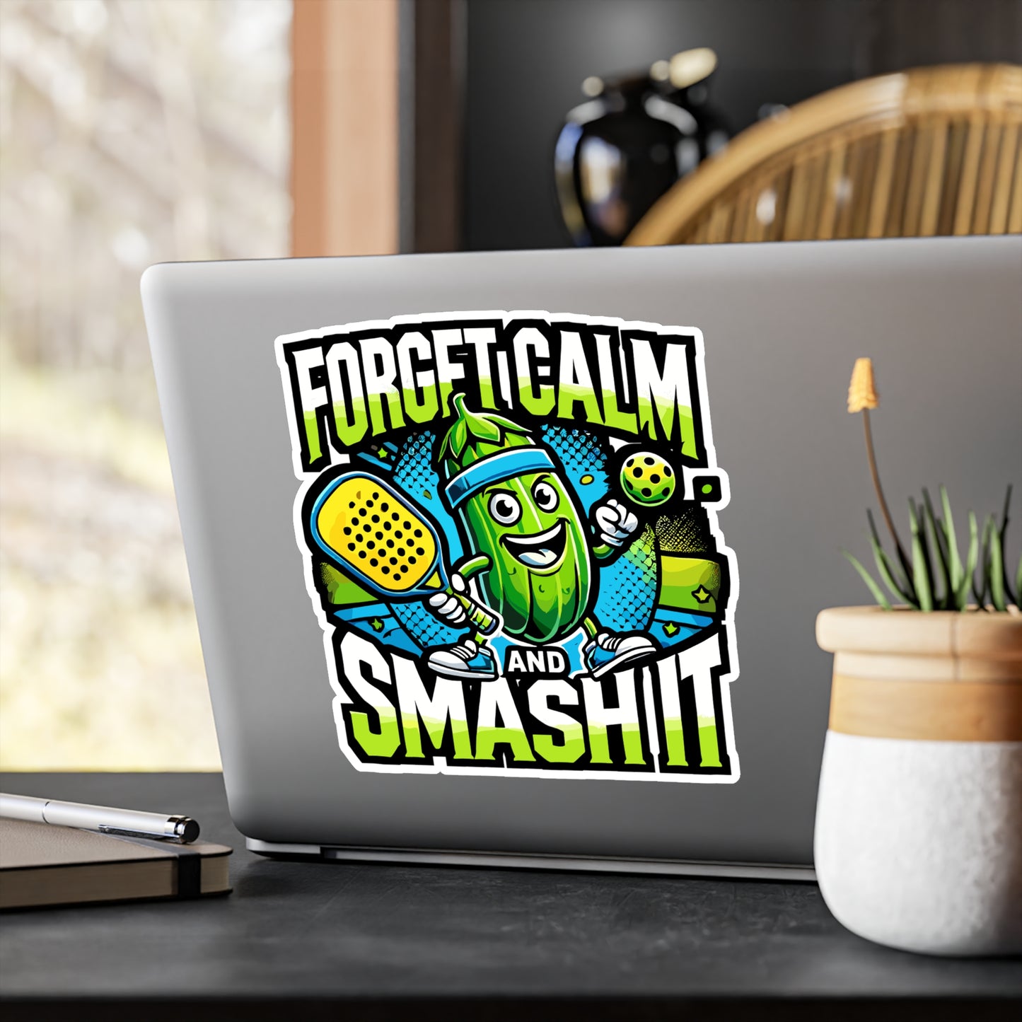 Forget Calm and Smash It - Pickleball Sticker for Laptop Sticker. Water Bottle Sticker, Vinyl Dink Decal - Pickleball Gift