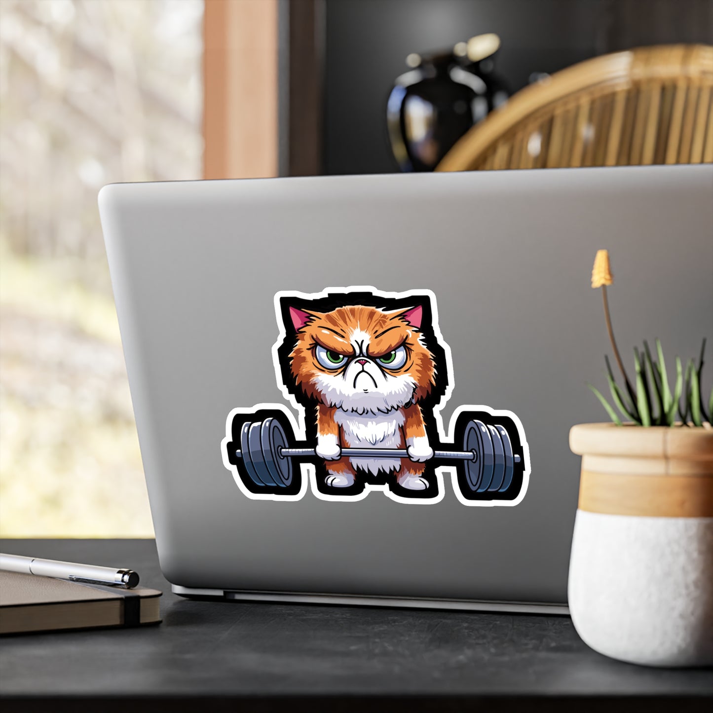 Deadlift Cat Bodybuilding - Weightlifting Sticker for Laptop Sticker. Water Bottle Sticker, Vinyl Muscles Decal - Weightlifting Gift