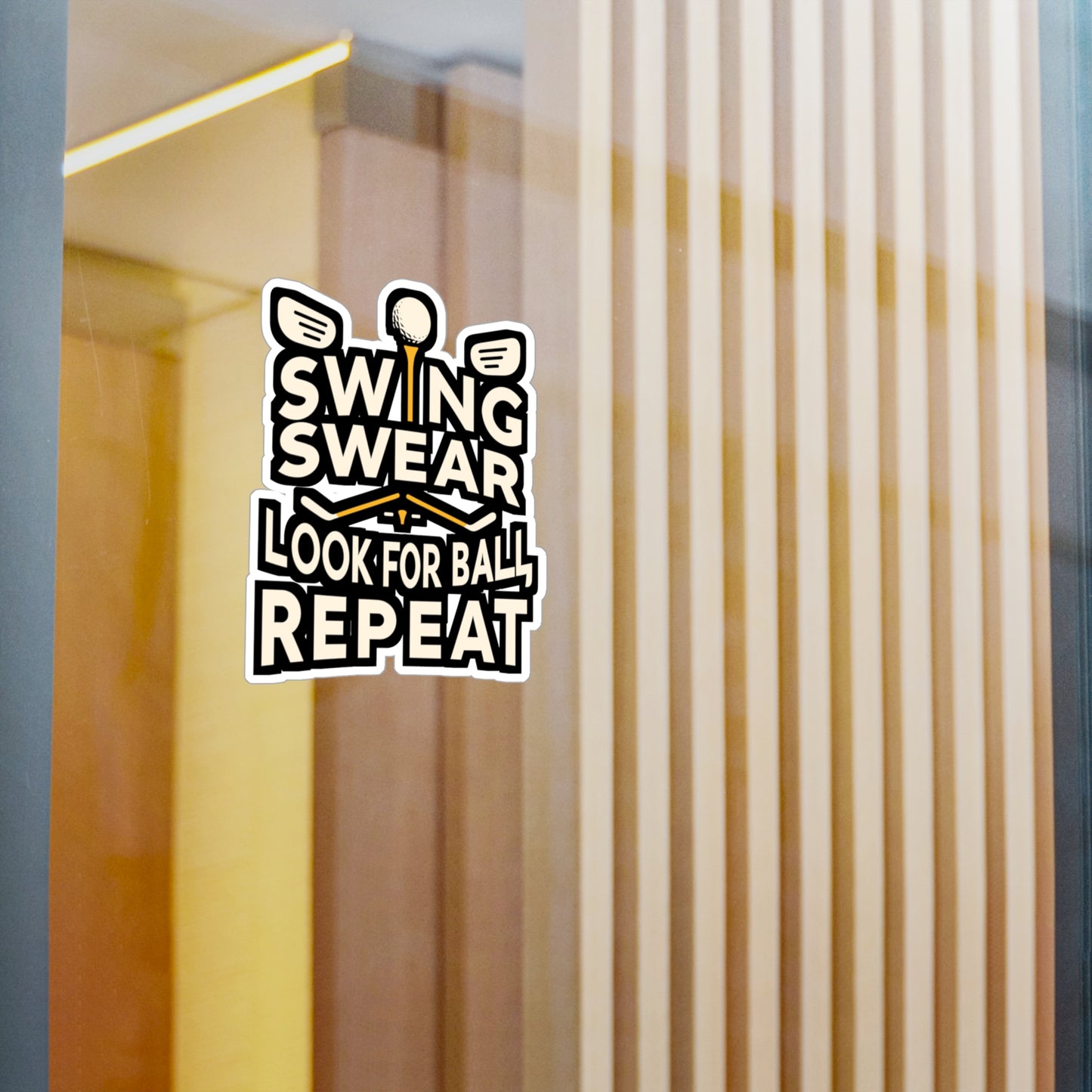 Swing Swear Look For Ball Repeat - Golf Sticker for Laptop Sticker. Water Bottle Sticker, Vinyl Golfer Decal - Golf Gift