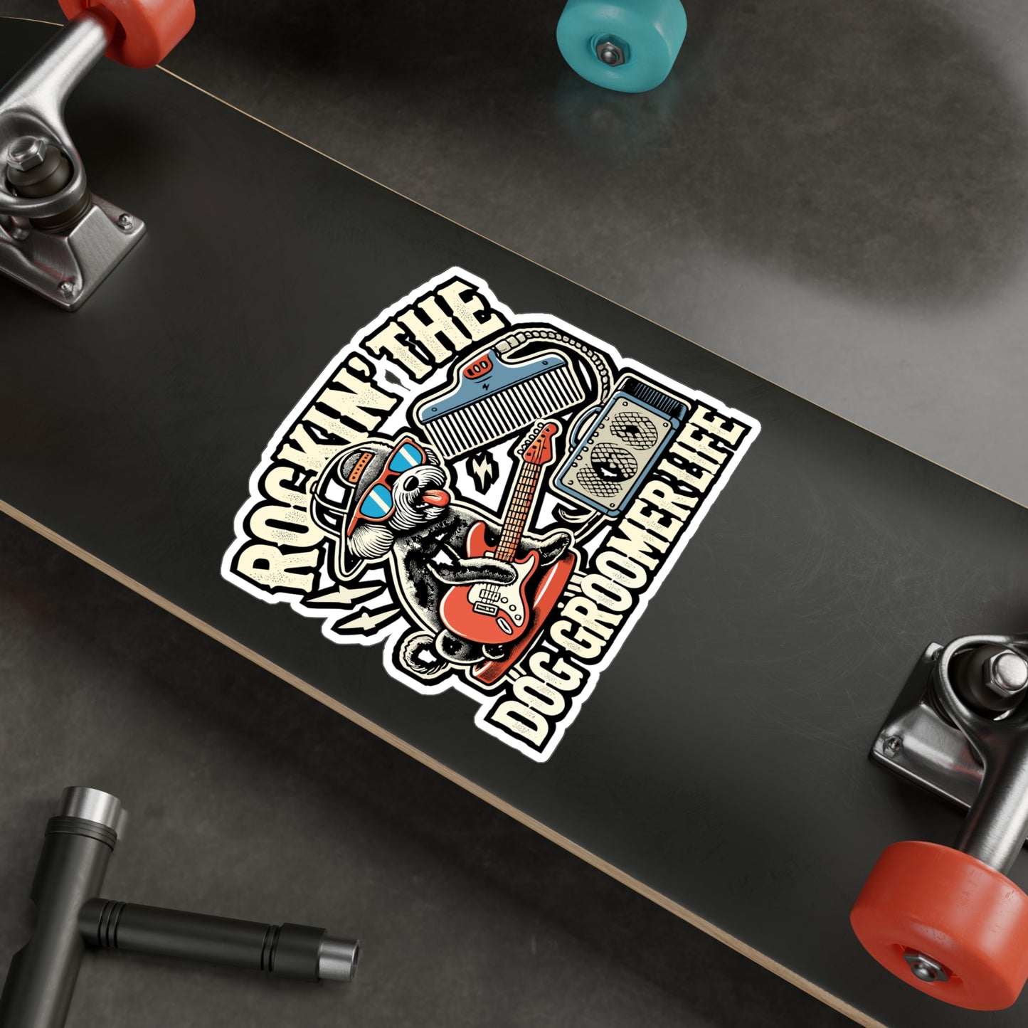 Rockin' The Dog Groomer Life - Dog groomer Sticker for Laptop Sticker. Water Bottle Sticker, Vinyl Coffee Decal - Dog groomer Gift