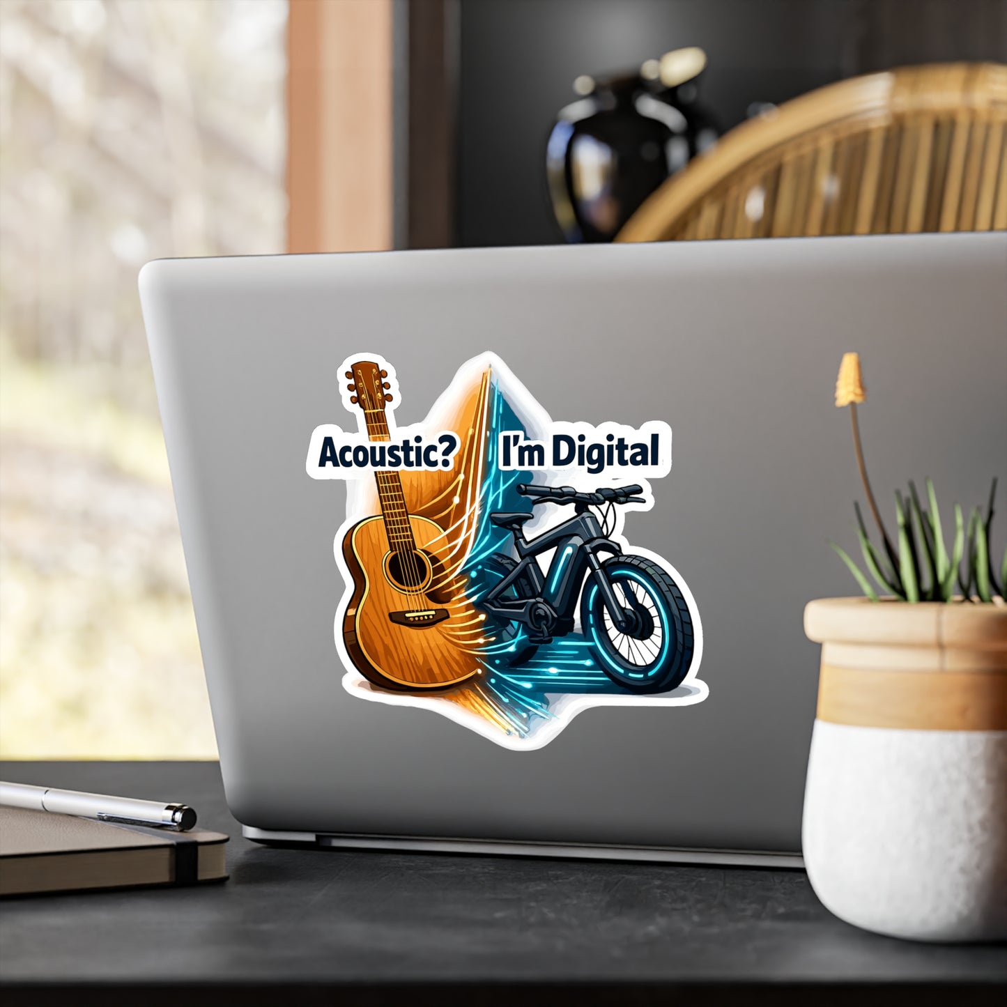 E-Bike Sticker Acoustic? I’m Digital Funny E Cycling Electric Bike Decals Waterproof Vinyl Sticker for Laptop Water Bottle