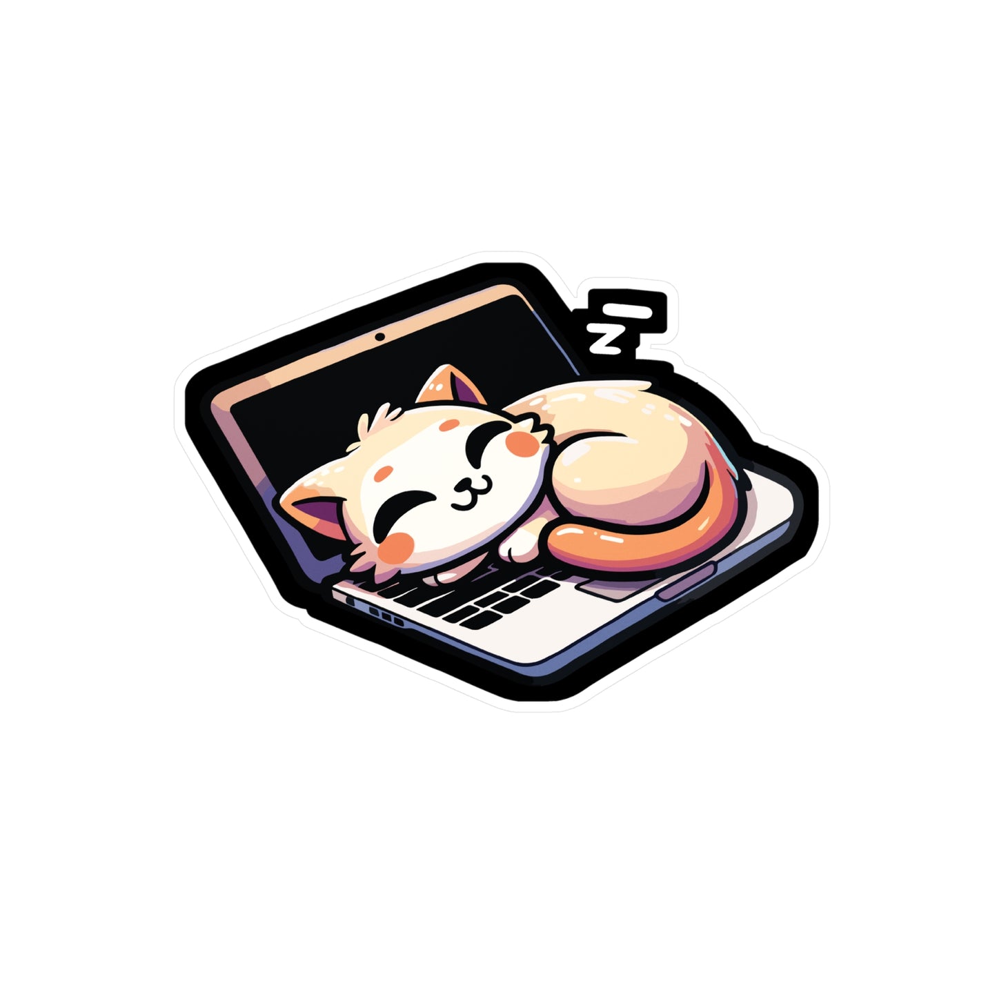 Cat sleeping at Laptop - Cat Sticker for Car Window Laptop Sticker. Water Bottle Sticker, Vinyl Kittens Decal, Cats Sticker - Cat Gift
