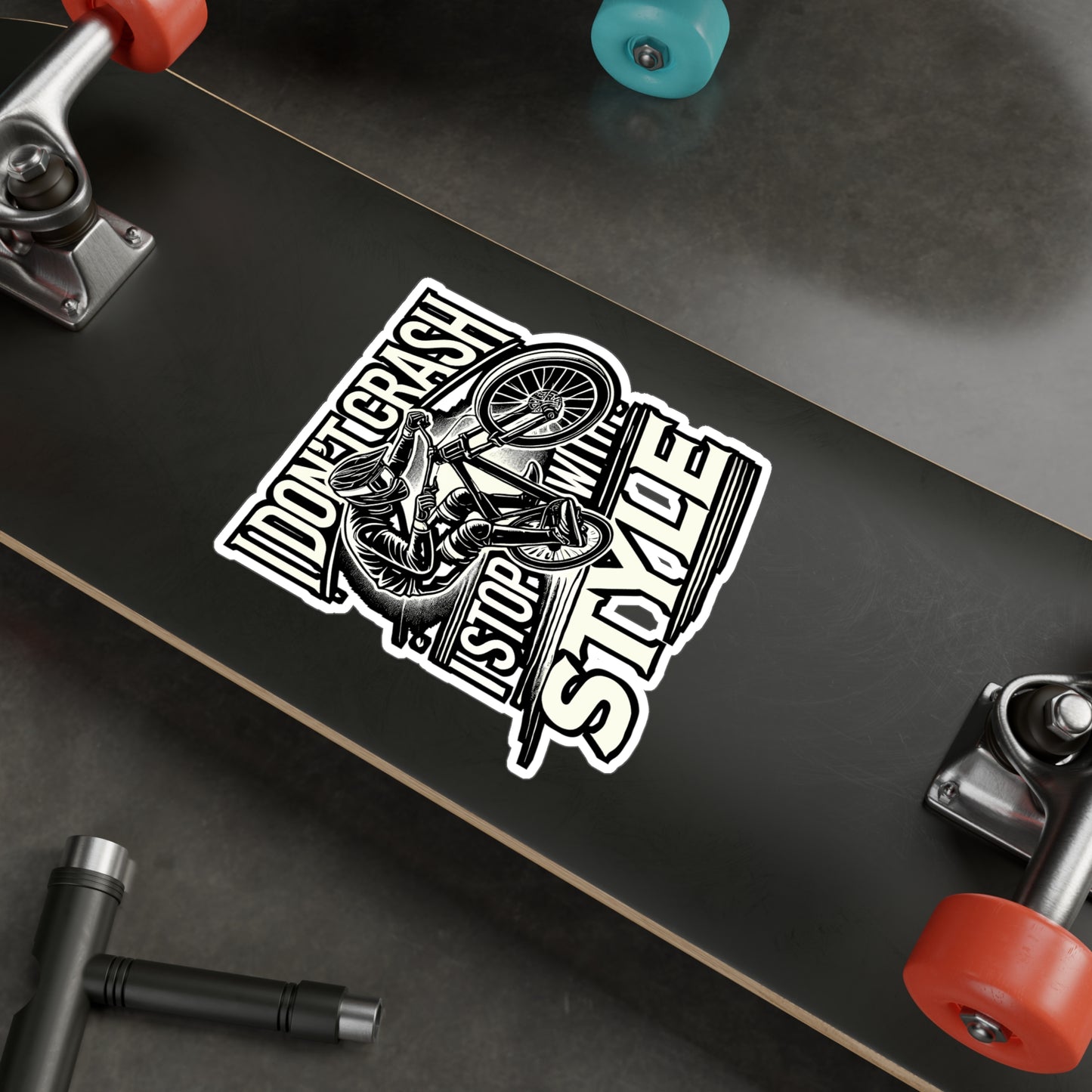 I Don't Crash I Stop With Style – Cycling Sticker for Laptop or Water Bottle | Vinyl Cycling Decal, Cycling Gift for Bikers