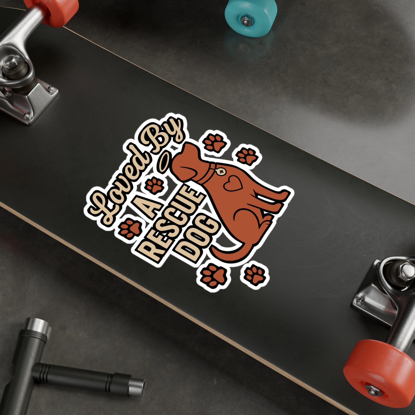 Loved by a Rescue Dog – Dog Rescue Sticker for Laptop, Water Bottle & Pet Adoption Gifts