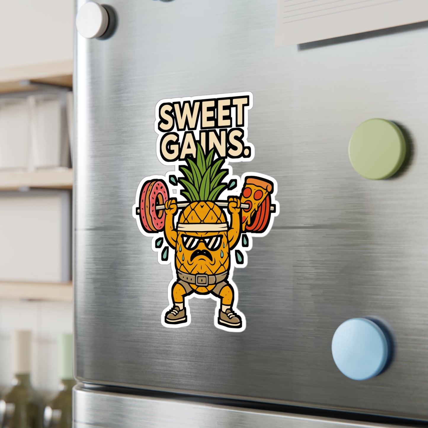 Sweet Gains - Gym Sticker for Water Bottle, Laptop, Fitness Lovers, Motivational Workout Gift for Men & Women