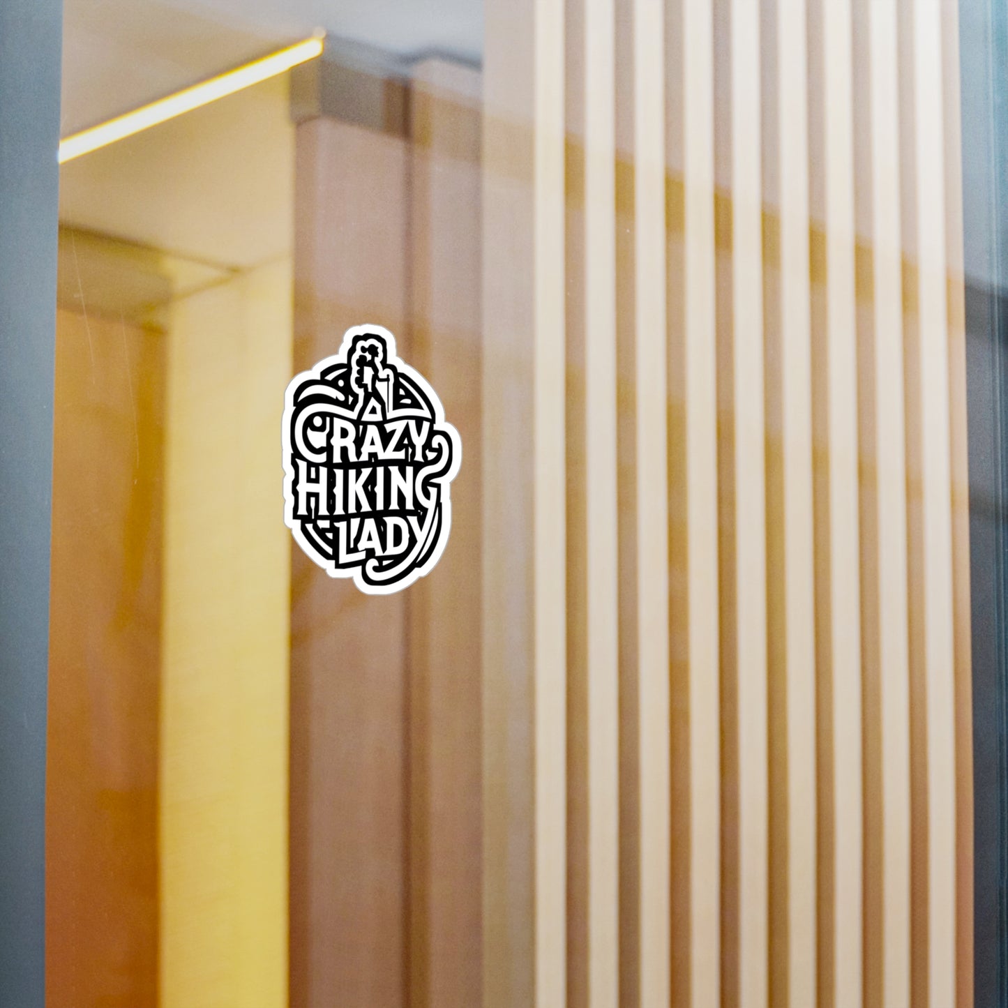 Crazy Hiking Lady - Hiking Sticker for Car Window Laptop Sticker. Water Bottle Sticker, Vinyl Hiker Decal, Backpacker Sticker - Hiking Gift