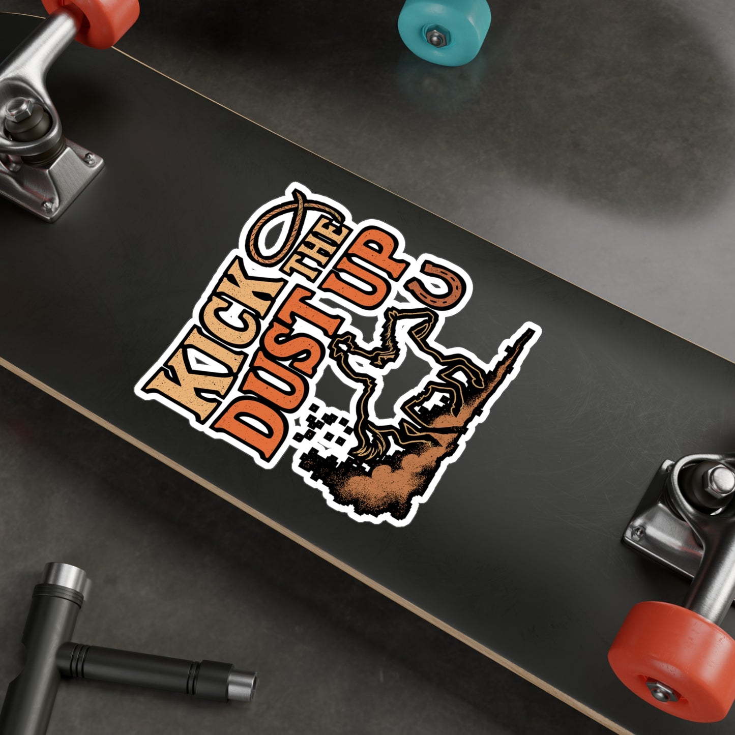 Kick The Dust Up – Cowboy Sticker for Car, Laptop, or Water Bottle | Rodeo Vinyl Decal, Western Gift, Bucking Horse Design