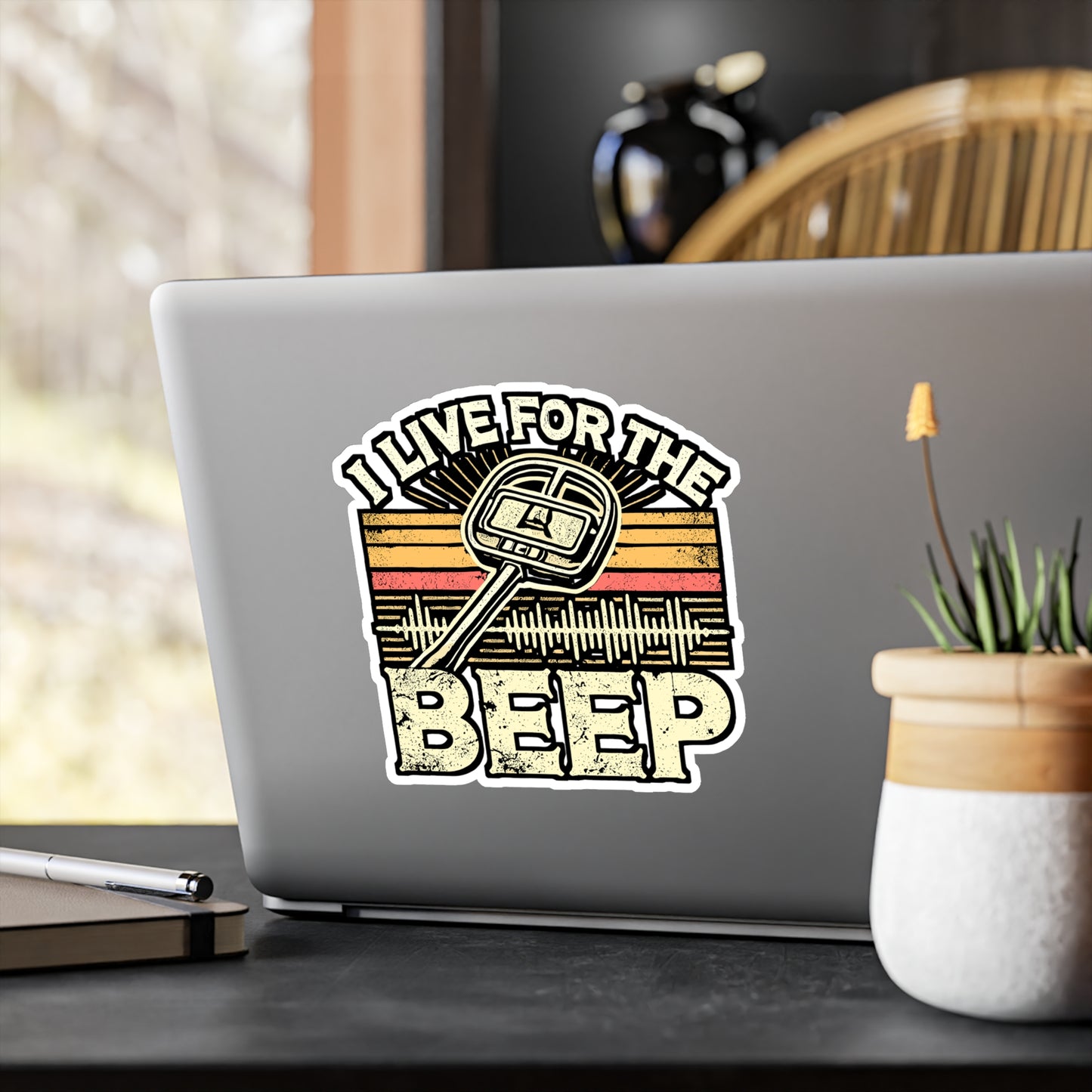 I Live For The Beep – Metal Detector Sticker for Laptop or Water Bottle | Vinyl Geocaching Decal | Metal Detector Gift for Enthusiasts