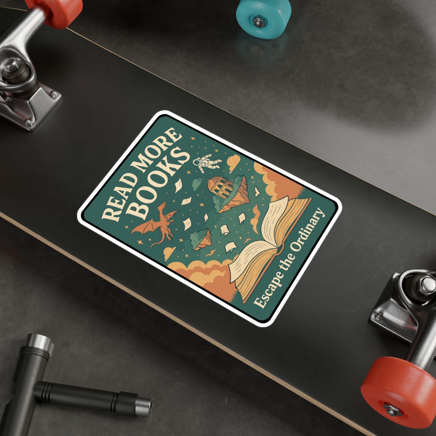 Read More Books - Reading Sticker for Laptop, Water Bottle, Book Lovers, Gift for Readers, Motivational Bookworm Decor