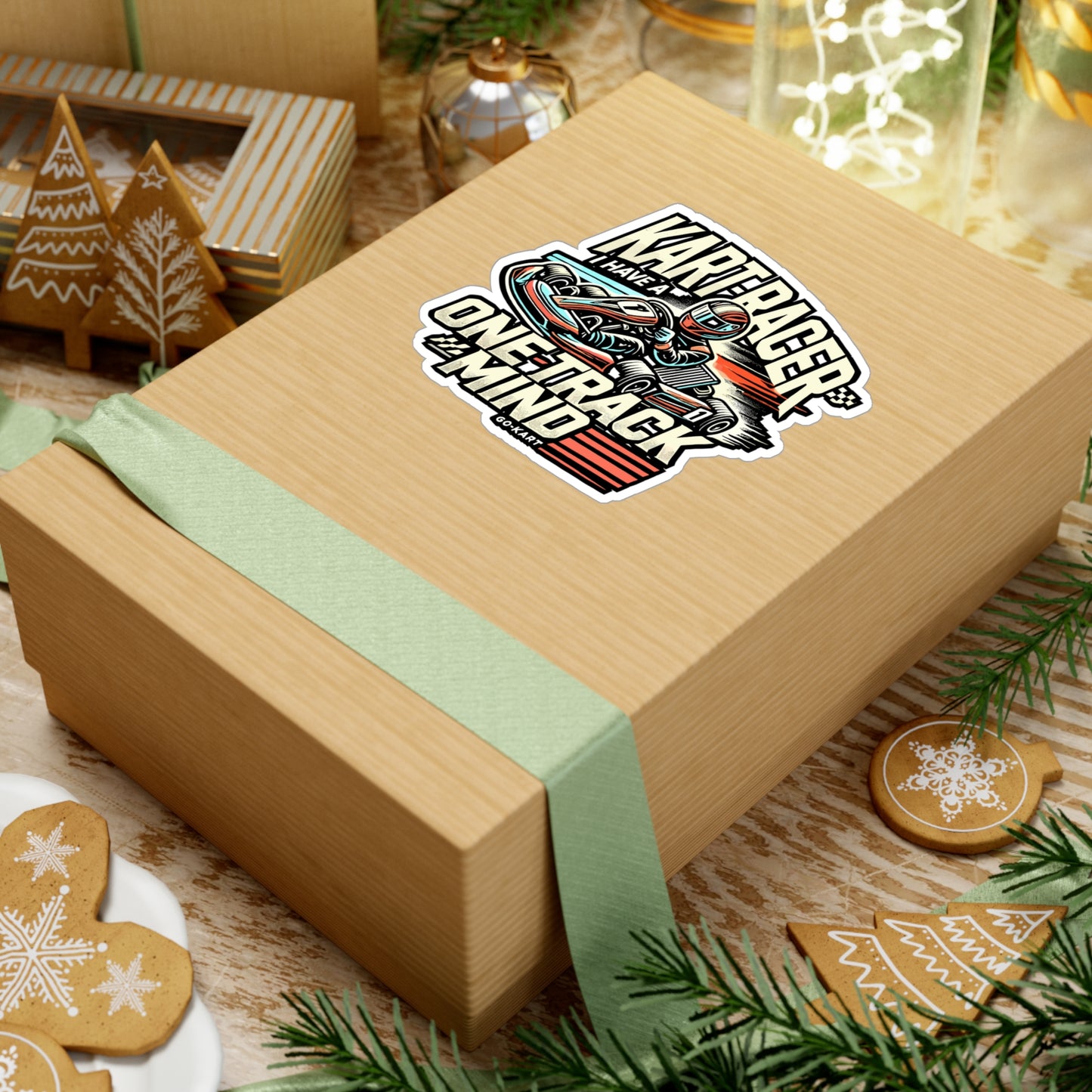 Kart Racer I Have a One Track Mind – Vinyl Racing Sticker for Laptop or Water Bottle | Go Kart Gift for Drivers