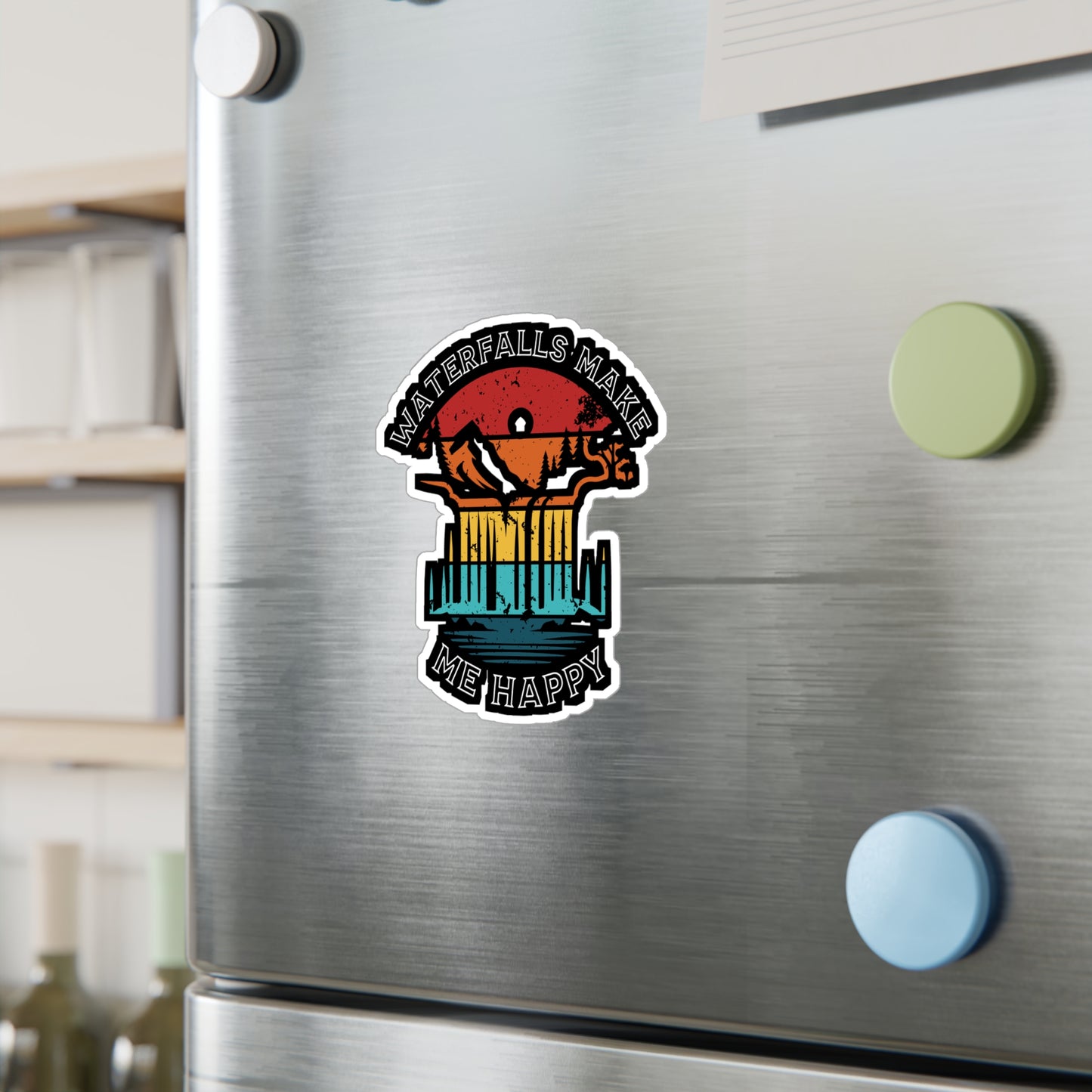 Waterfalls Make Me Happy - Camping Sticker for Laptop Sticker. Water Bottle Sticker, Vinyl Camper Decal - Camping Gift