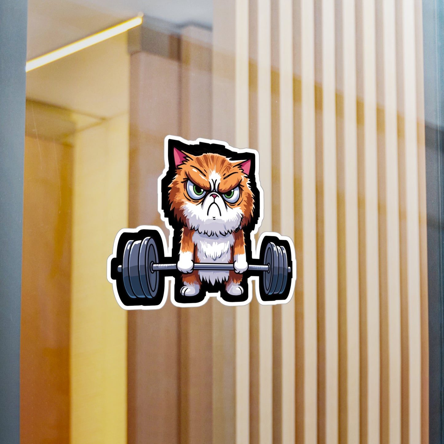 Deadlift Cat Bodybuilding - Weightlifting Sticker for Laptop Sticker. Water Bottle Sticker, Vinyl Muscles Decal - Weightlifting Gift