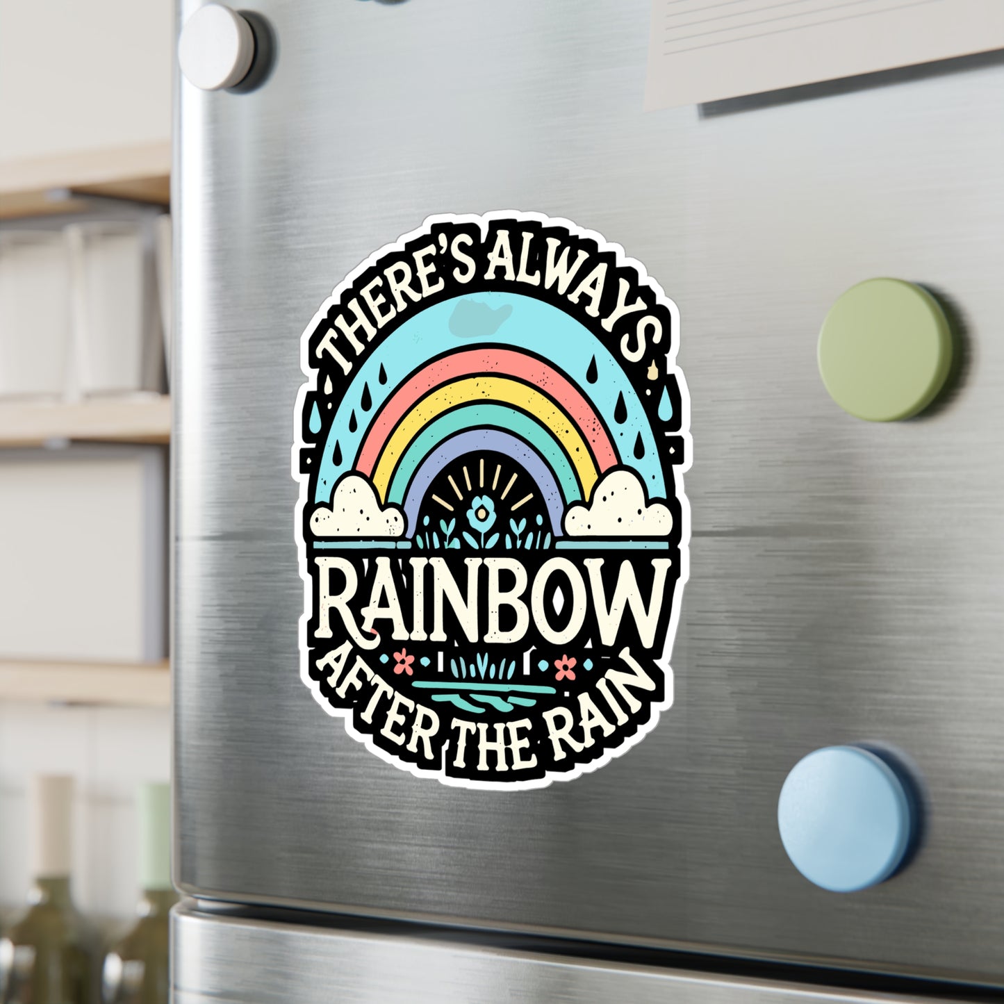 There’s Always a Rainbow After the Rain - Positivity Sticker for Laptop Sticker. Water Bottle Sticker, Vinyl Optimism Decal - Positivity Gift