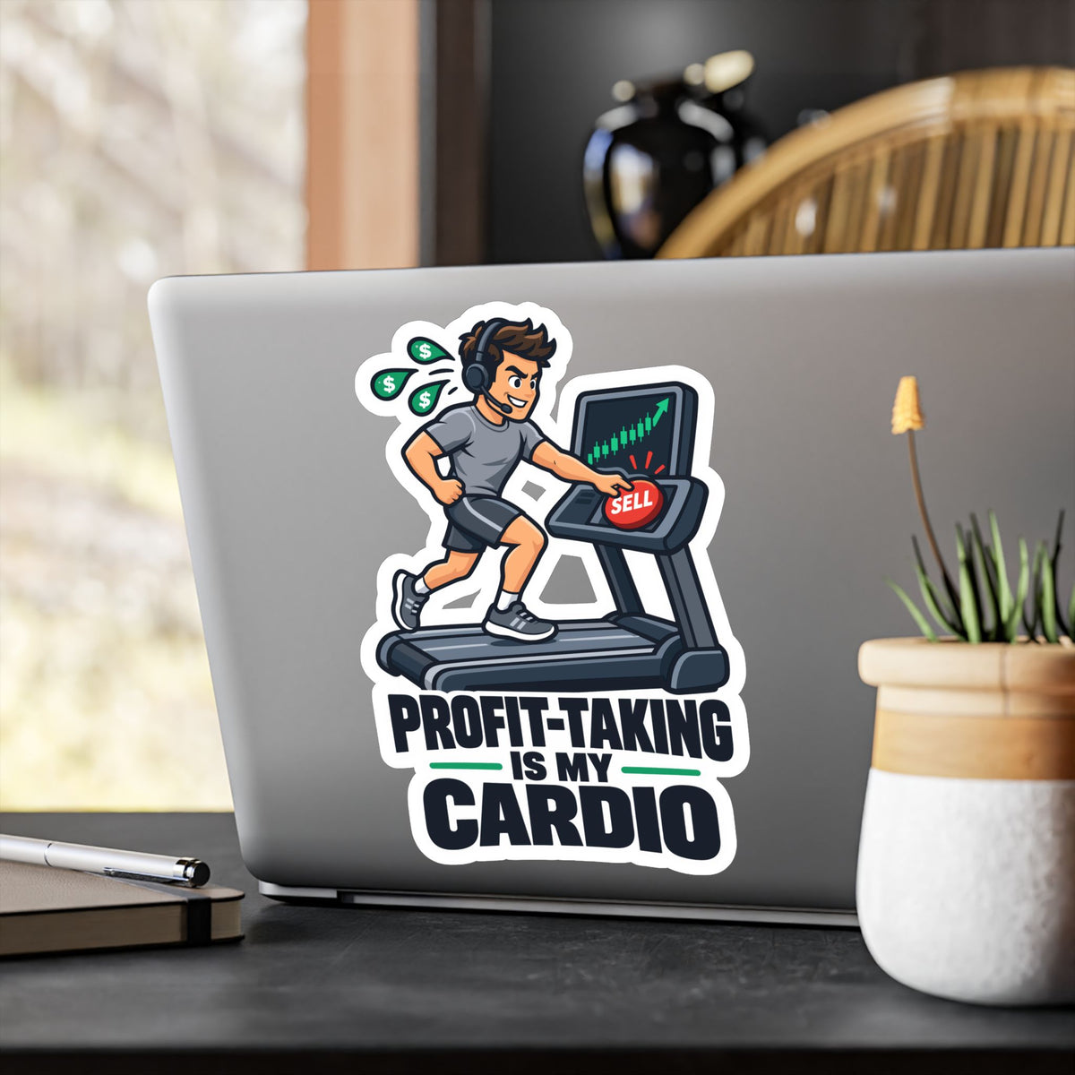 Day Trading Sticker - Profit-Taking Is My Cardio, Stock Market & Forex Trader Decals for Laptop and Water Bottle