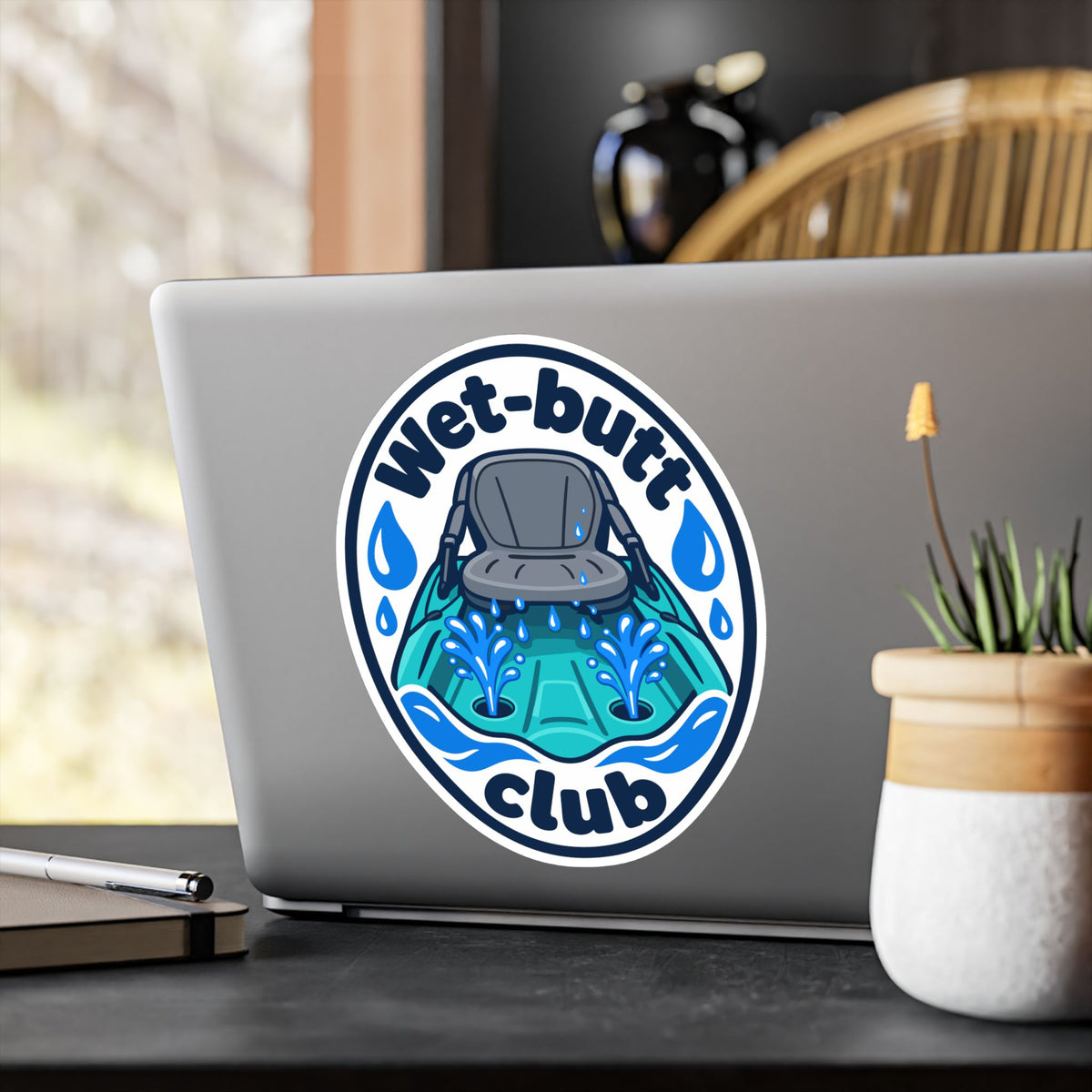 Kayak Sticker - Wet-Butt Club Decals for the Kayaker Who Loves Kayaking and Rowing, for Laptop or Water Bottle