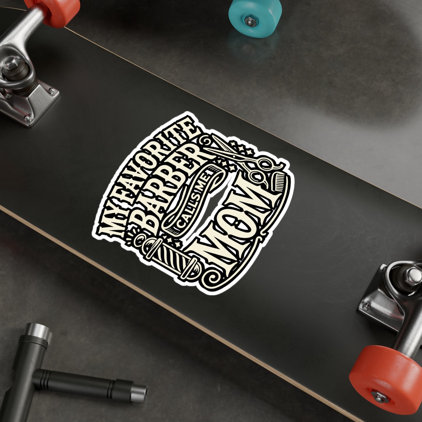 My Favorite Barber Calls Me Mom – Funny Barber Sticker for Laptop or Water Bottle | Hairdresser Gift for Moms