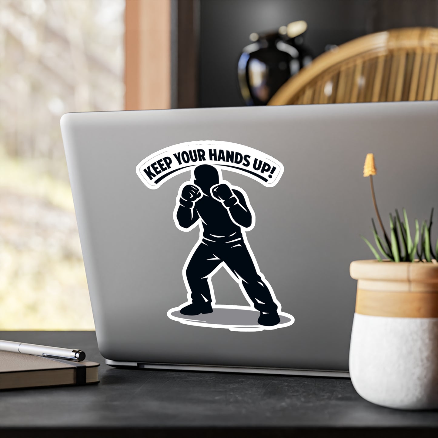 Krav Maga Sticker "Keep Your Hands Up!" Waterproof Vinyl Decals for Laptop, Water Bottle – Martial Arts Self Defense Fitness Gear