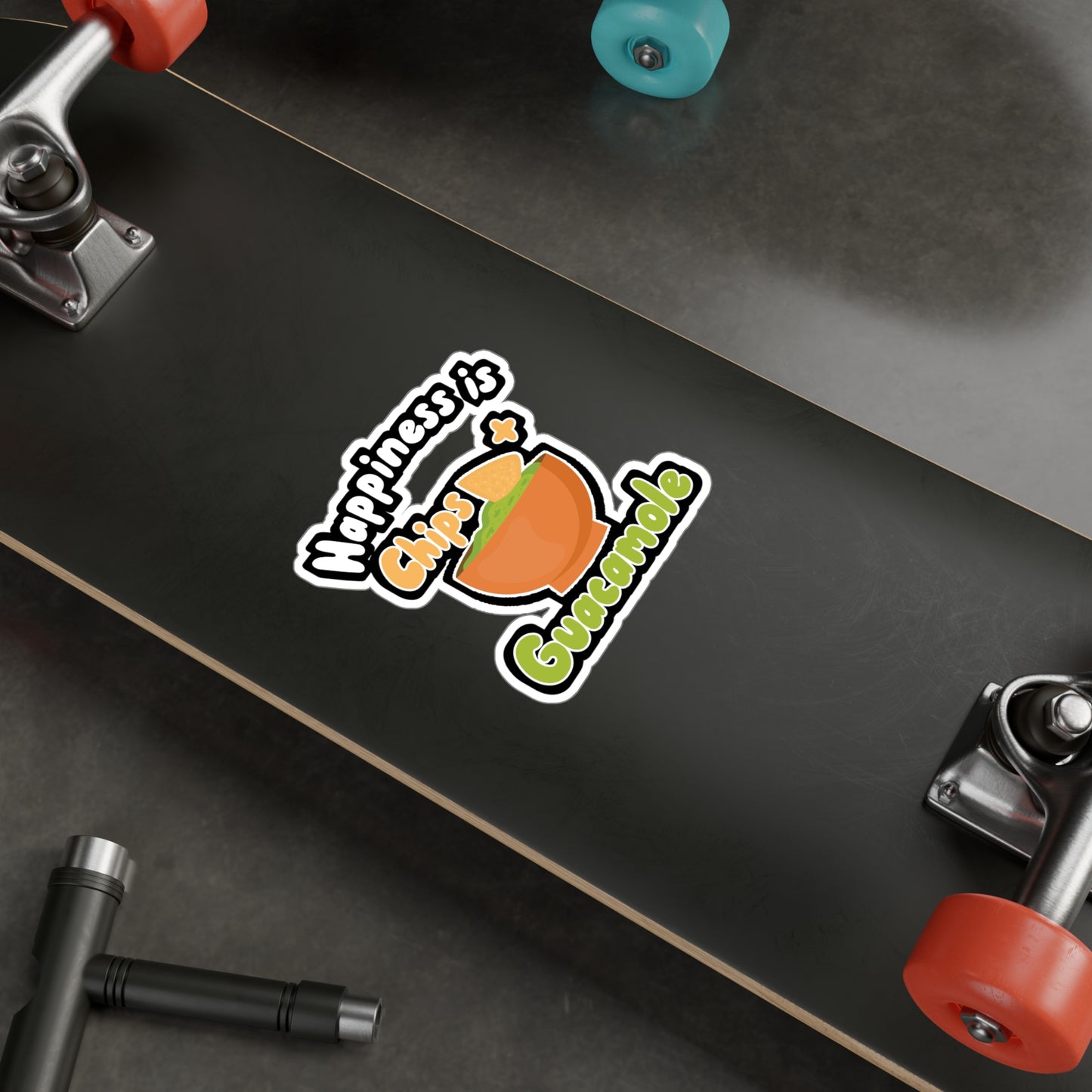 Happiness is Chips + Guacamole - Avocado Sticker for Wall, Laptop, Window, Truck, Car Avocado Gift Vinyl Food Decal Sticker
