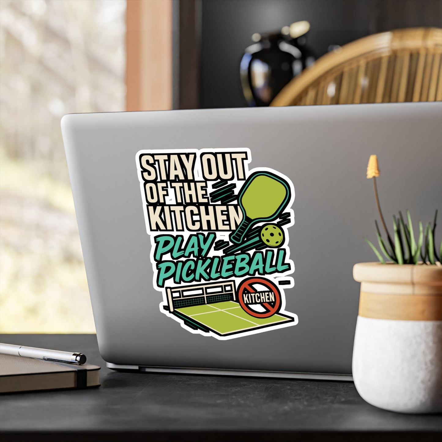 Stay Out Of The Kitchen Play Pickleball – Funny Vinyl Sticker for Laptop or Water Bottle | Pickleball Gift Idea