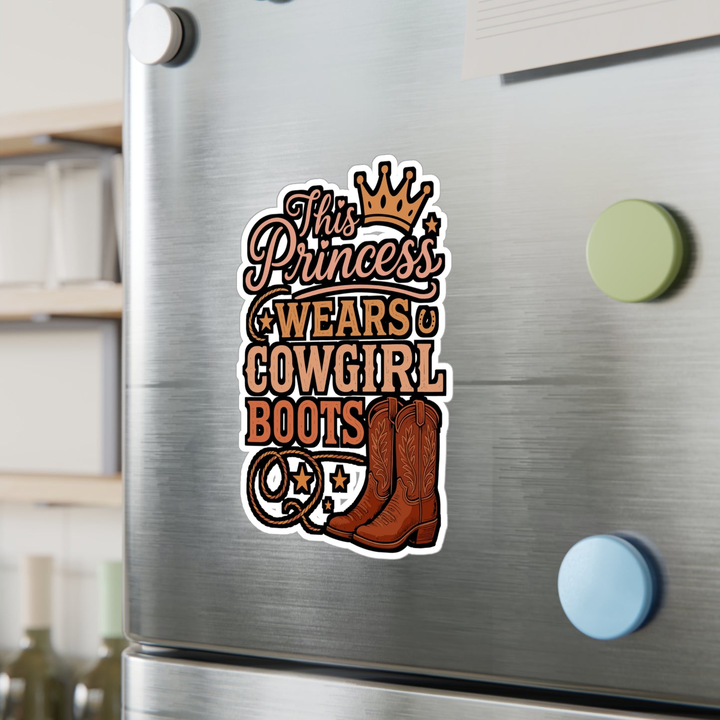 This Princess Wears Cowgirl Boots – Vinyl Sticker for Laptop or Water Bottle | Western Rodeo Girl Gift