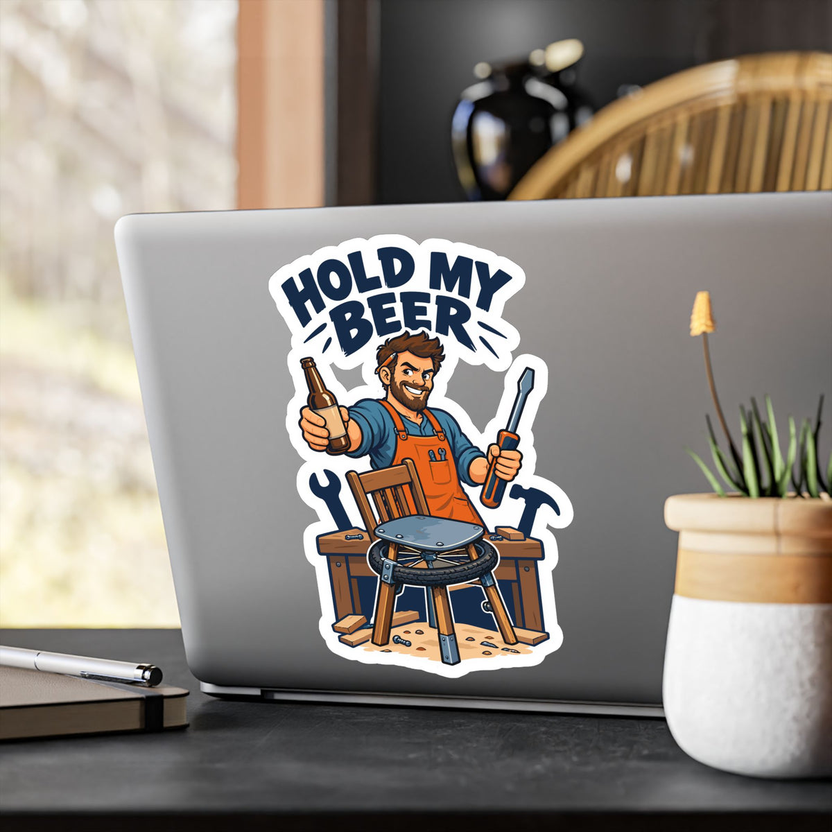 Upcycling Sticker - Hold My Beer Art Decals for Laptop and Water Bottle, Celebrating Recycling and Sustainability