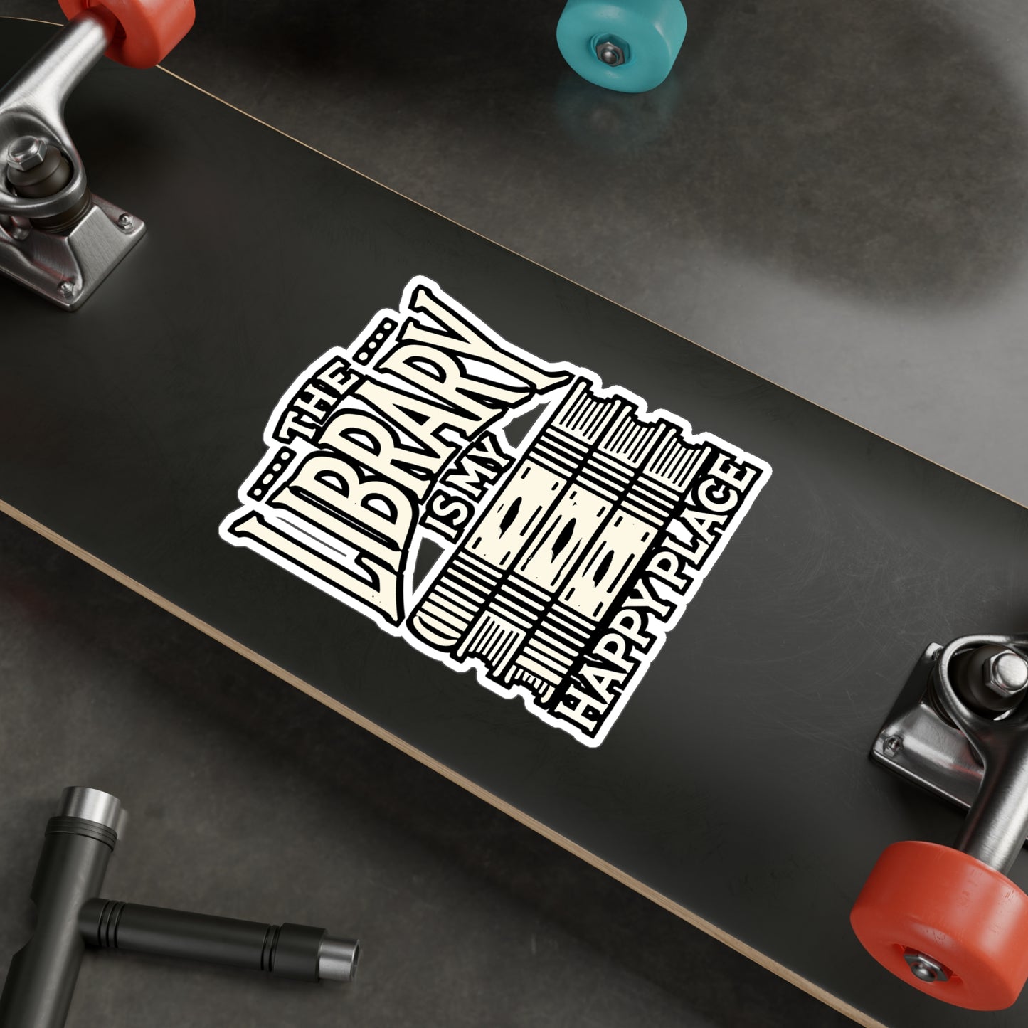 The Library Is My Happy Place – Reading Sticker for Laptop or Water Bottle | Vinyl Book Lover Decal, Librarian Gift